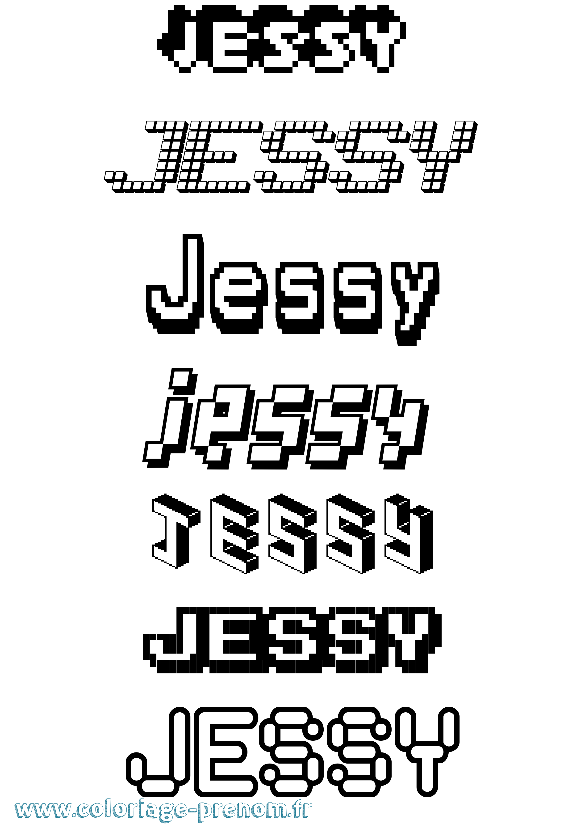Coloriage prénom Jessy Pixel