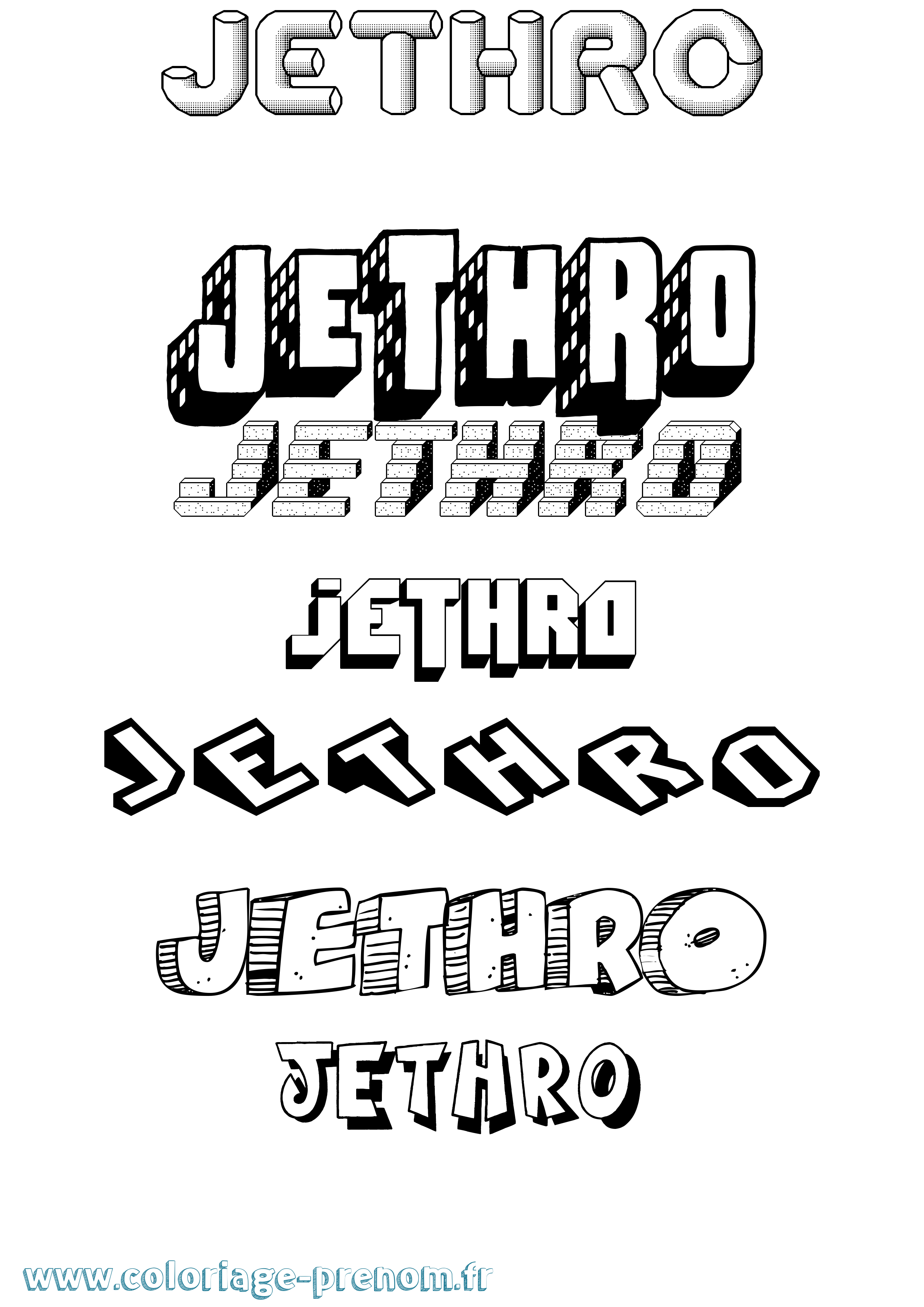 Coloriage Jethro Effet 3D Coloriage prénom Jethro Effet 3D