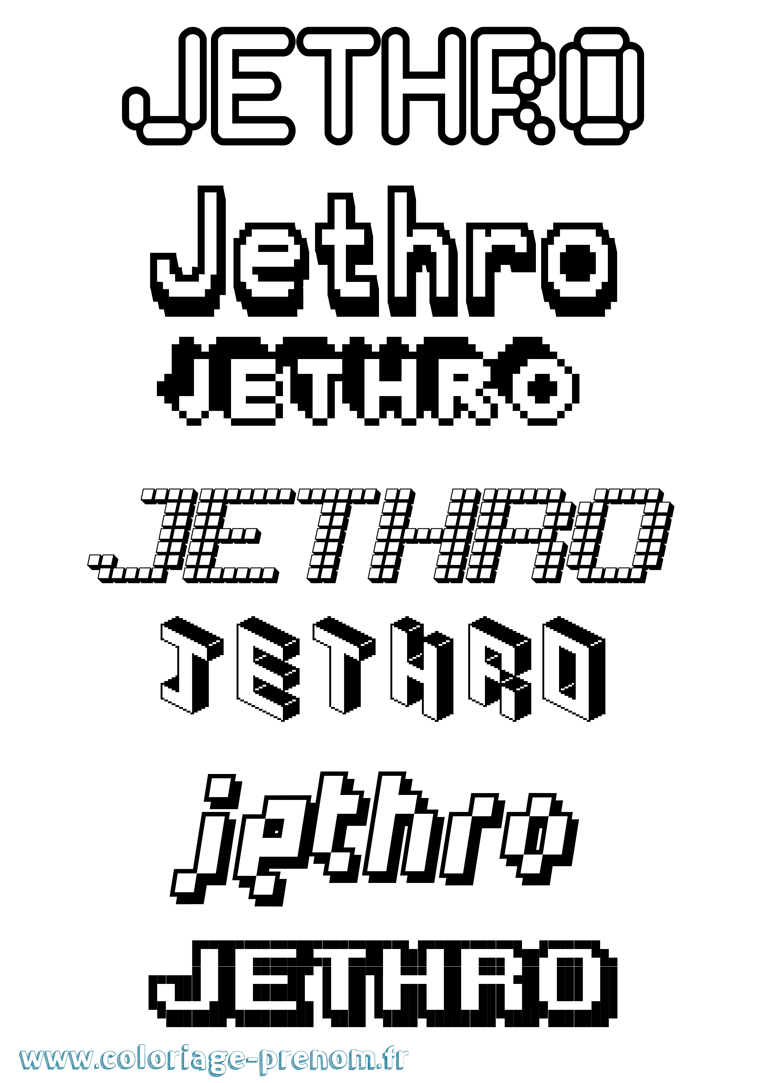 Coloriage Jethro Pixel Coloriage prénom Jethro Pixel