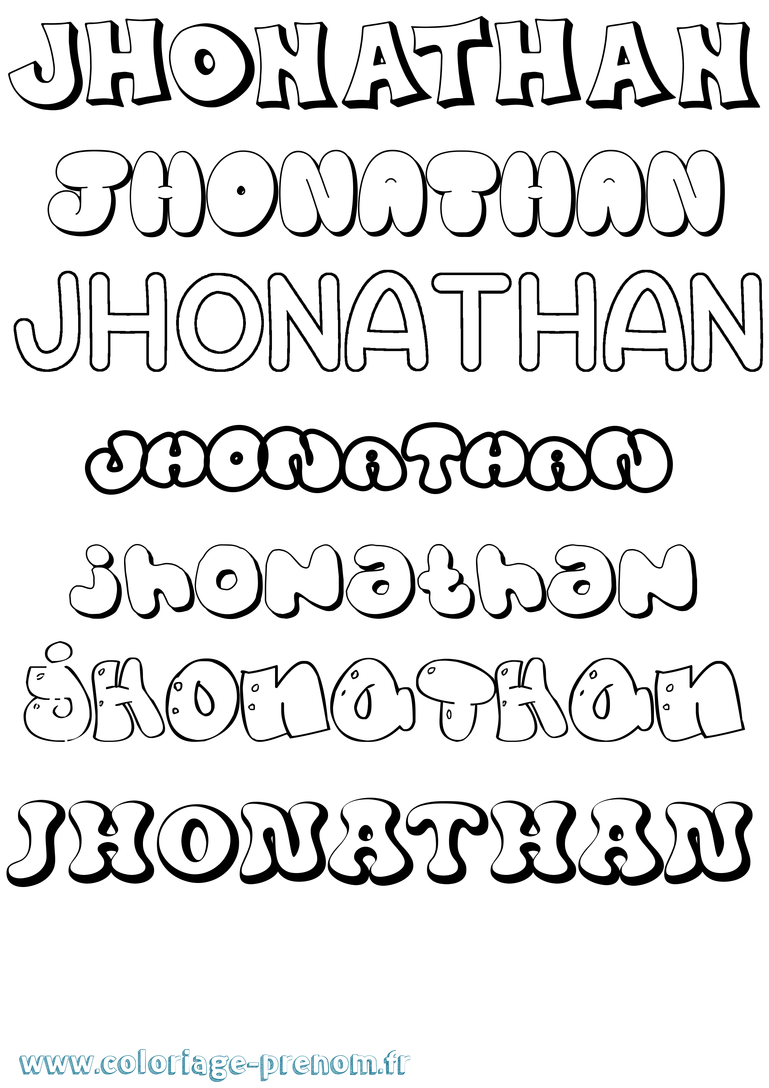 Coloriage prénom Jhonathan Bubble