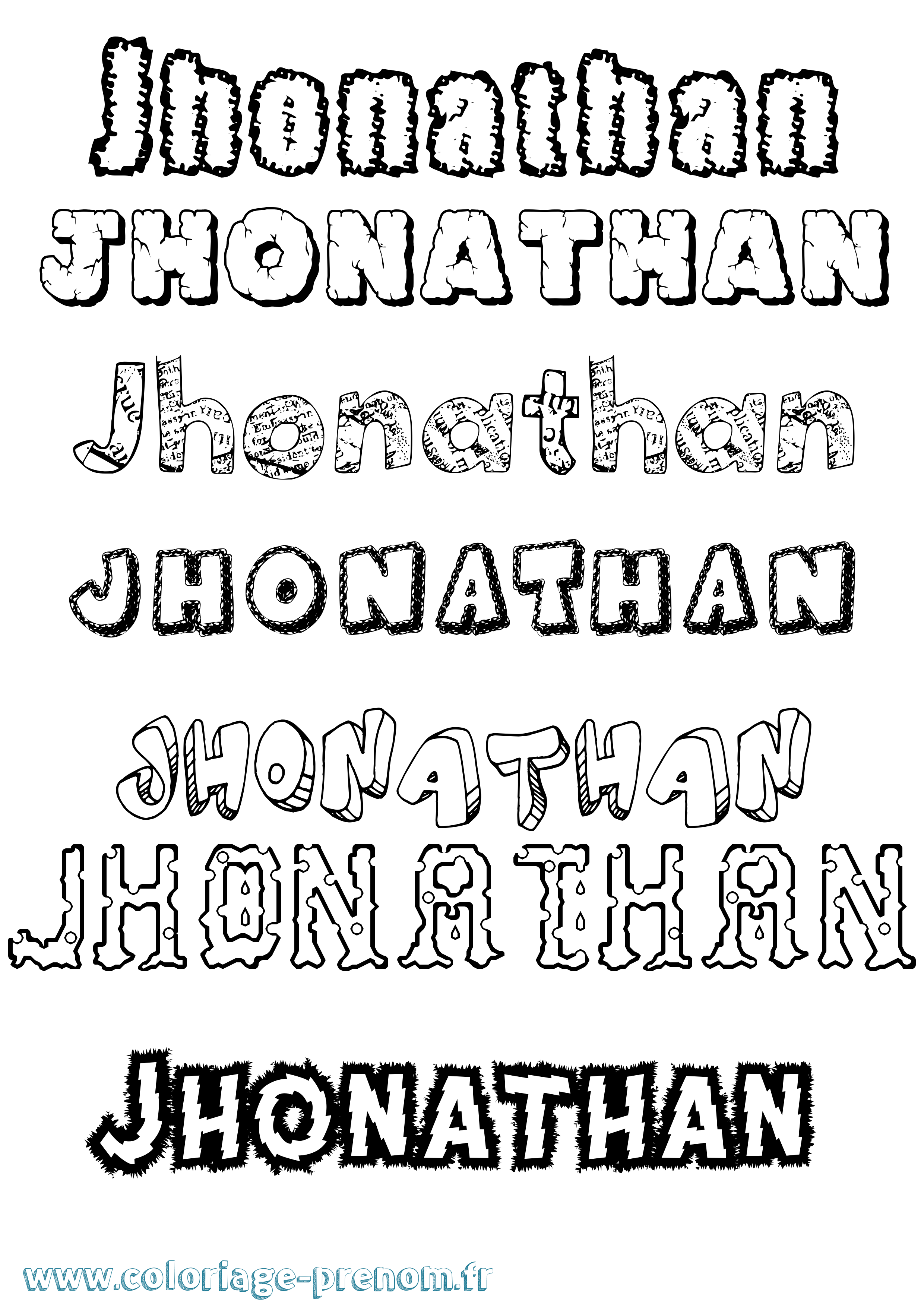 Coloriage prénom Jhonathan Destructuré