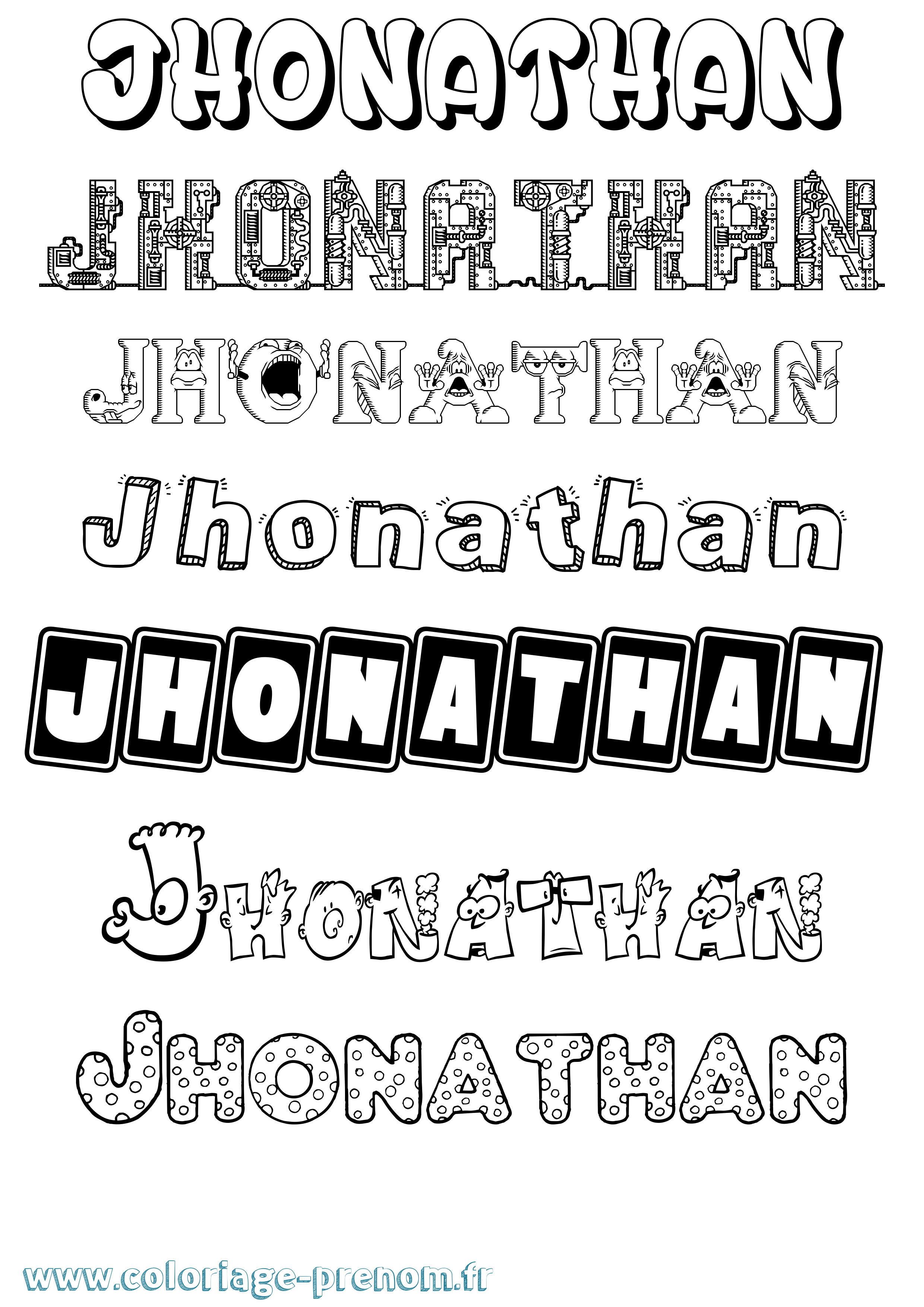 Coloriage prénom Jhonathan Fun