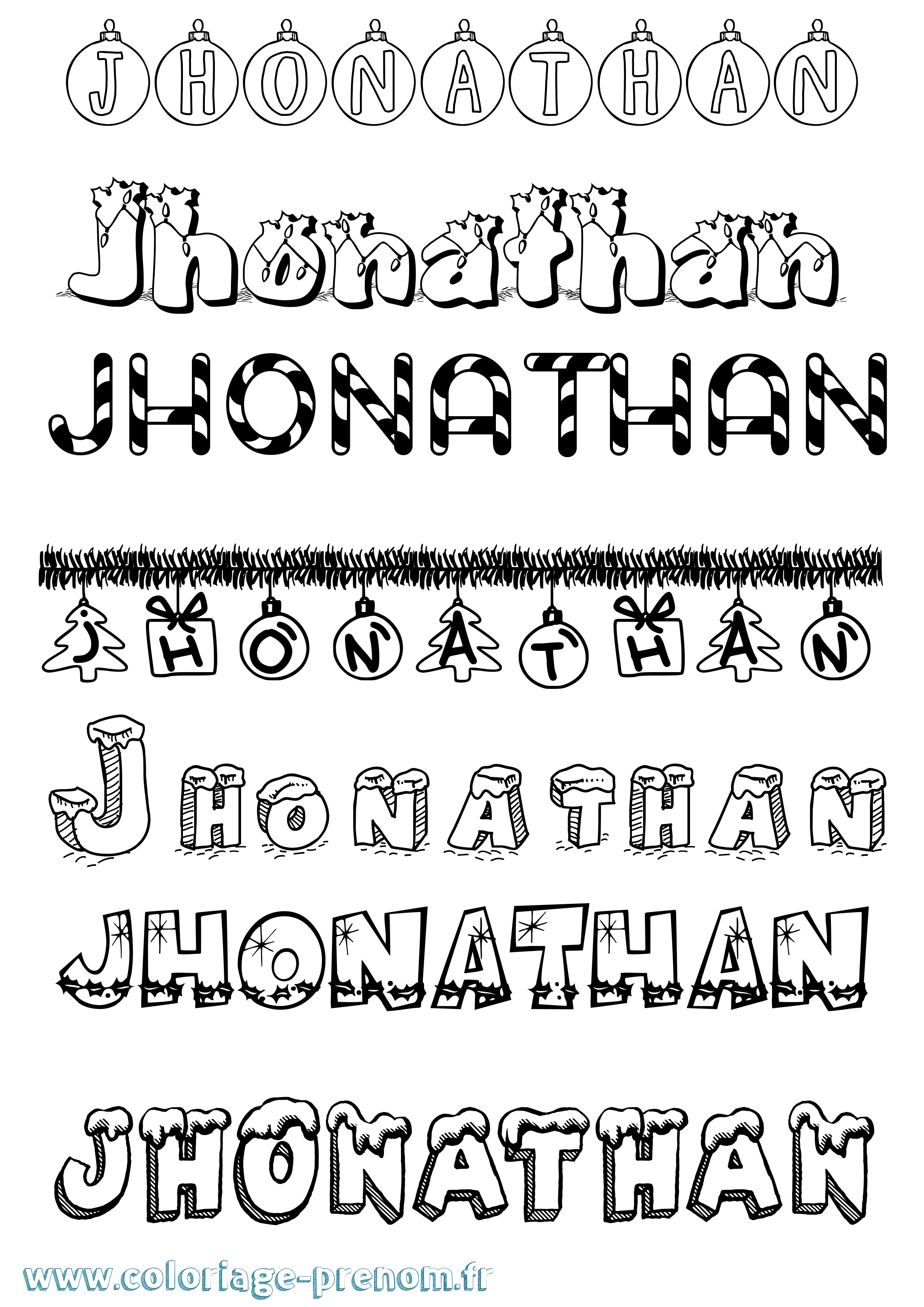 Coloriage prénom Jhonathan Noël