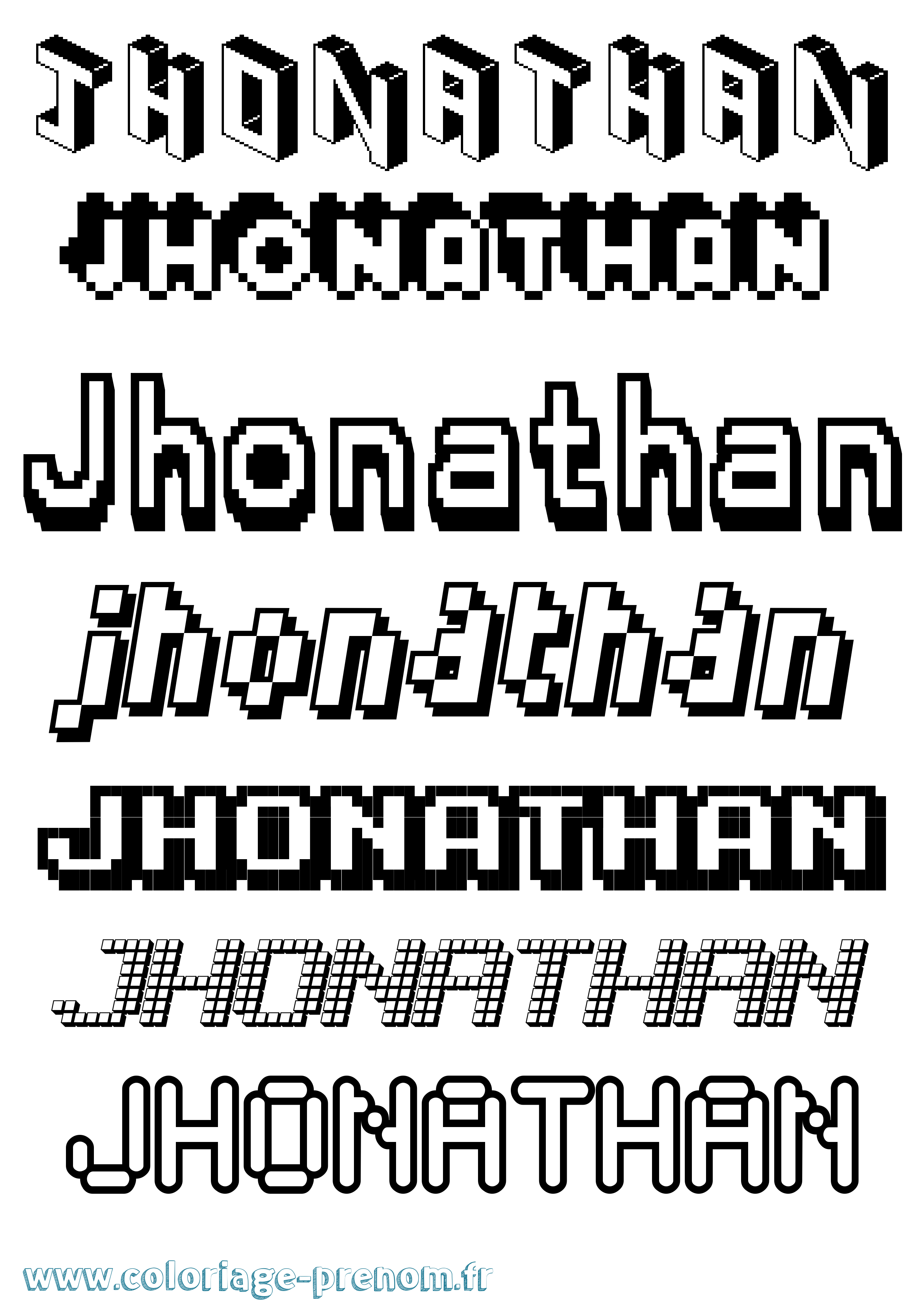 Coloriage prénom Jhonathan Pixel