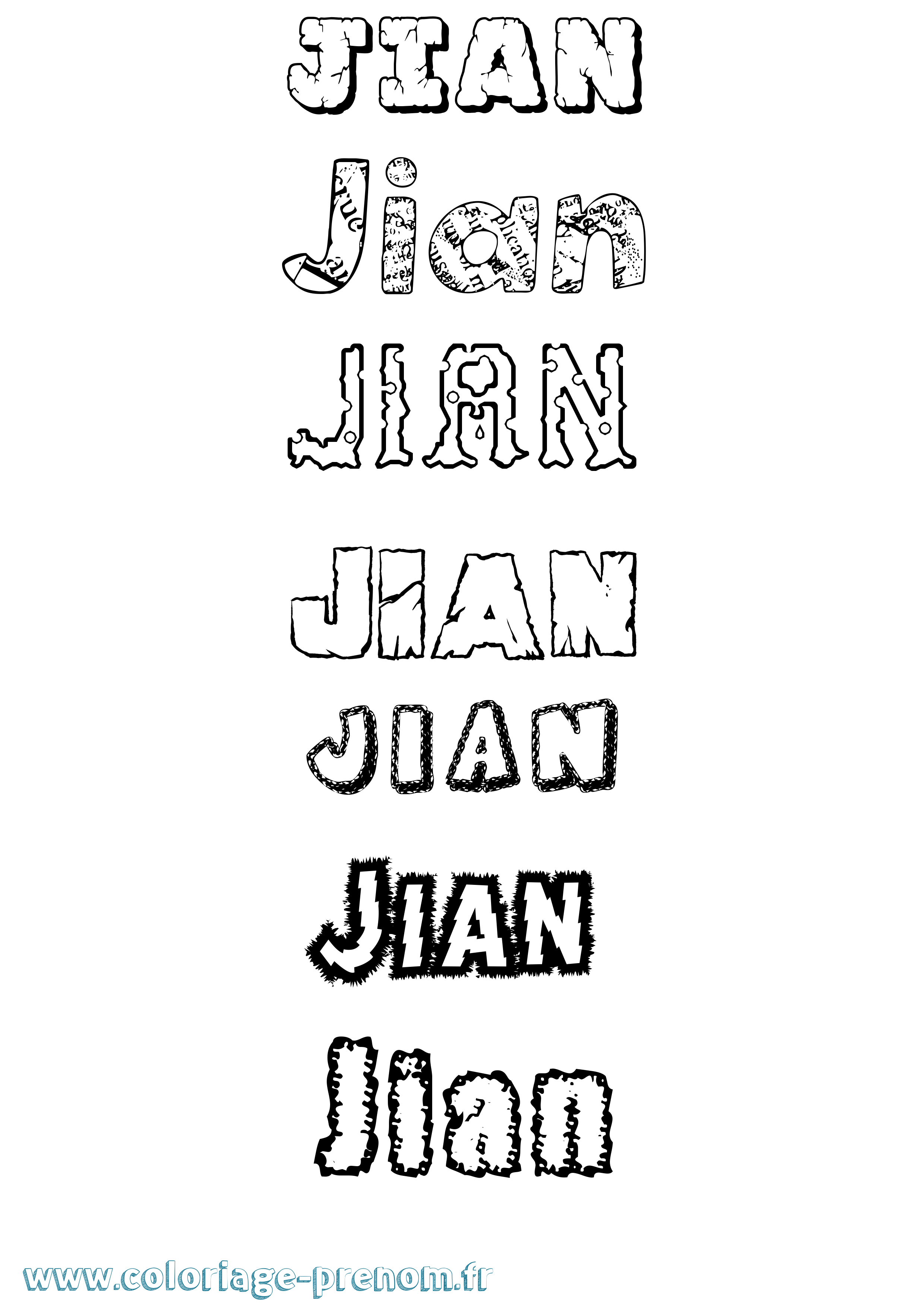 Coloriage prénom Jian Destructuré