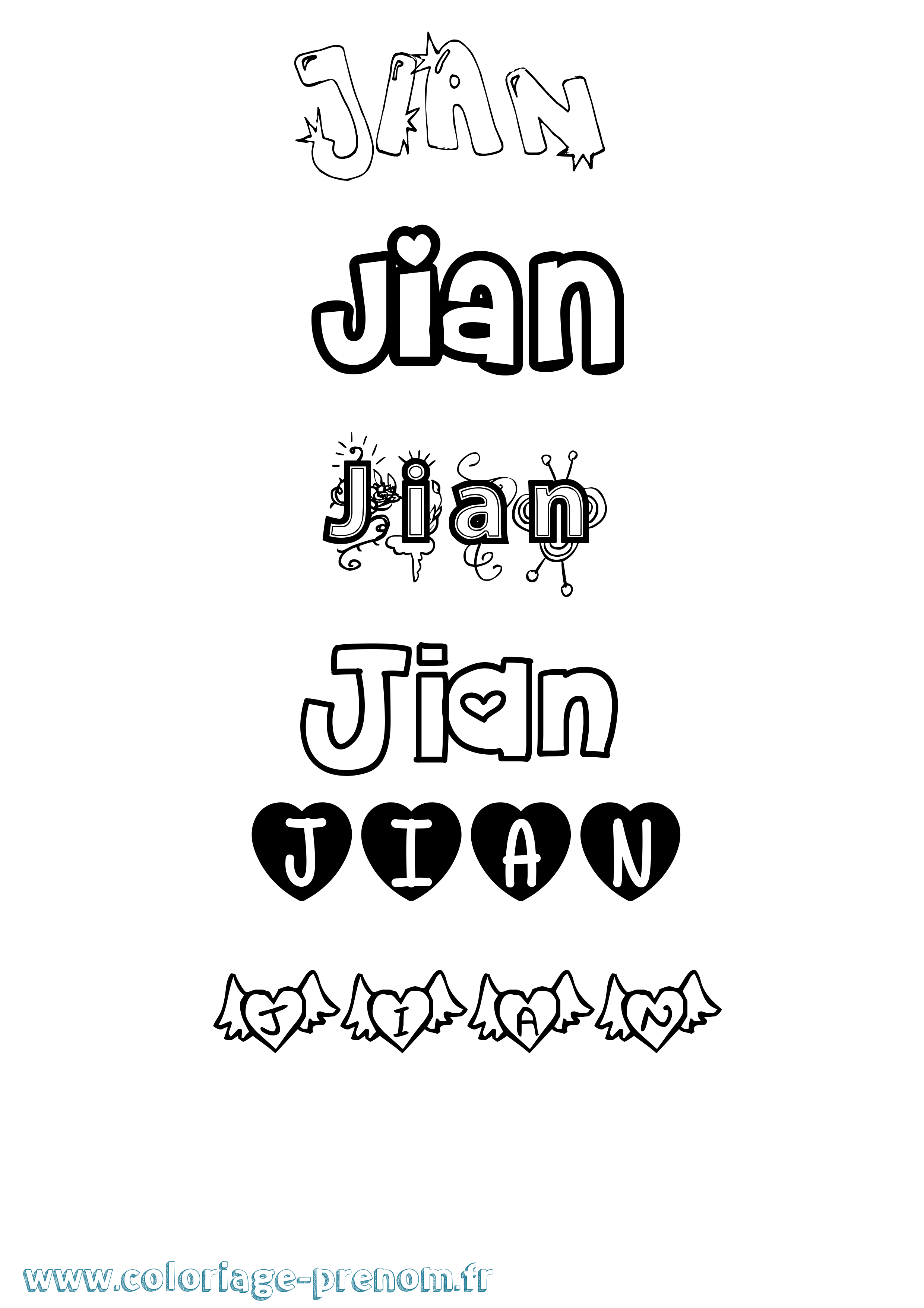 Coloriage prénom Jian Girly