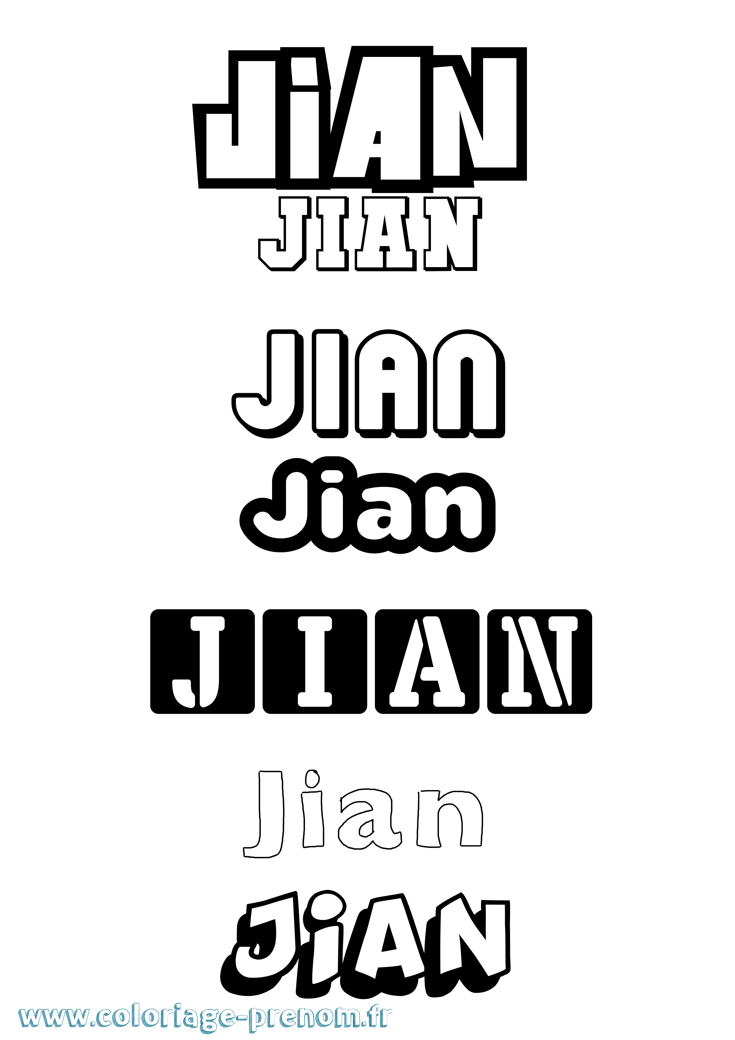 Coloriage prénom Jian Simple