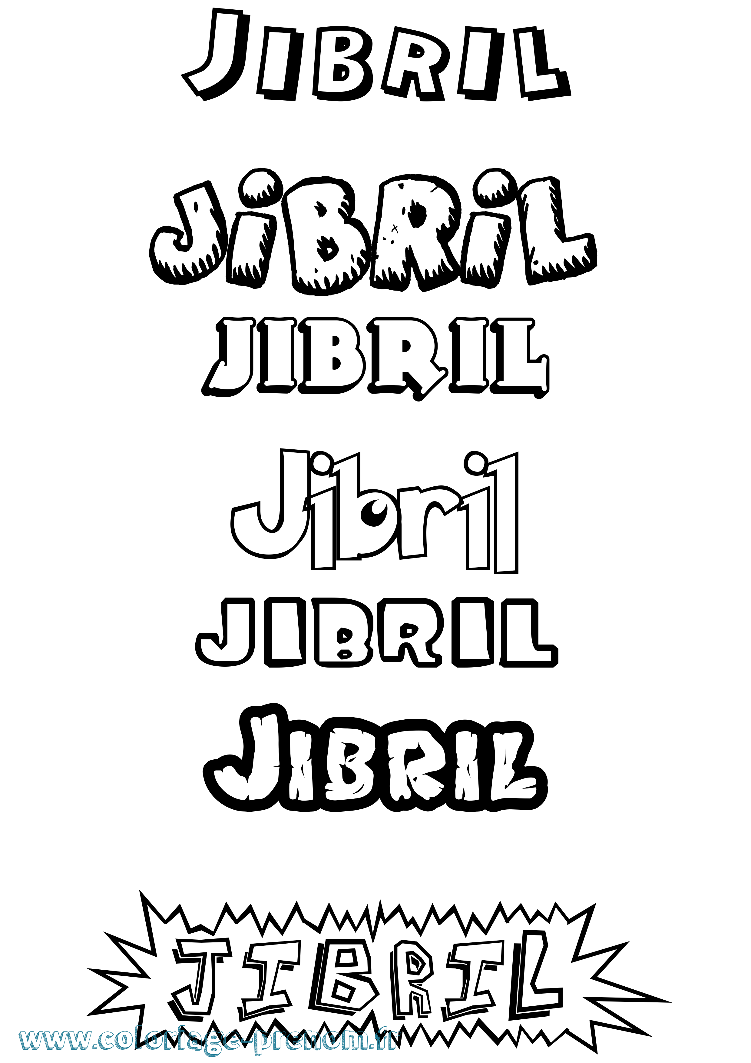 Coloriage prénom Jibril Dessin Animé