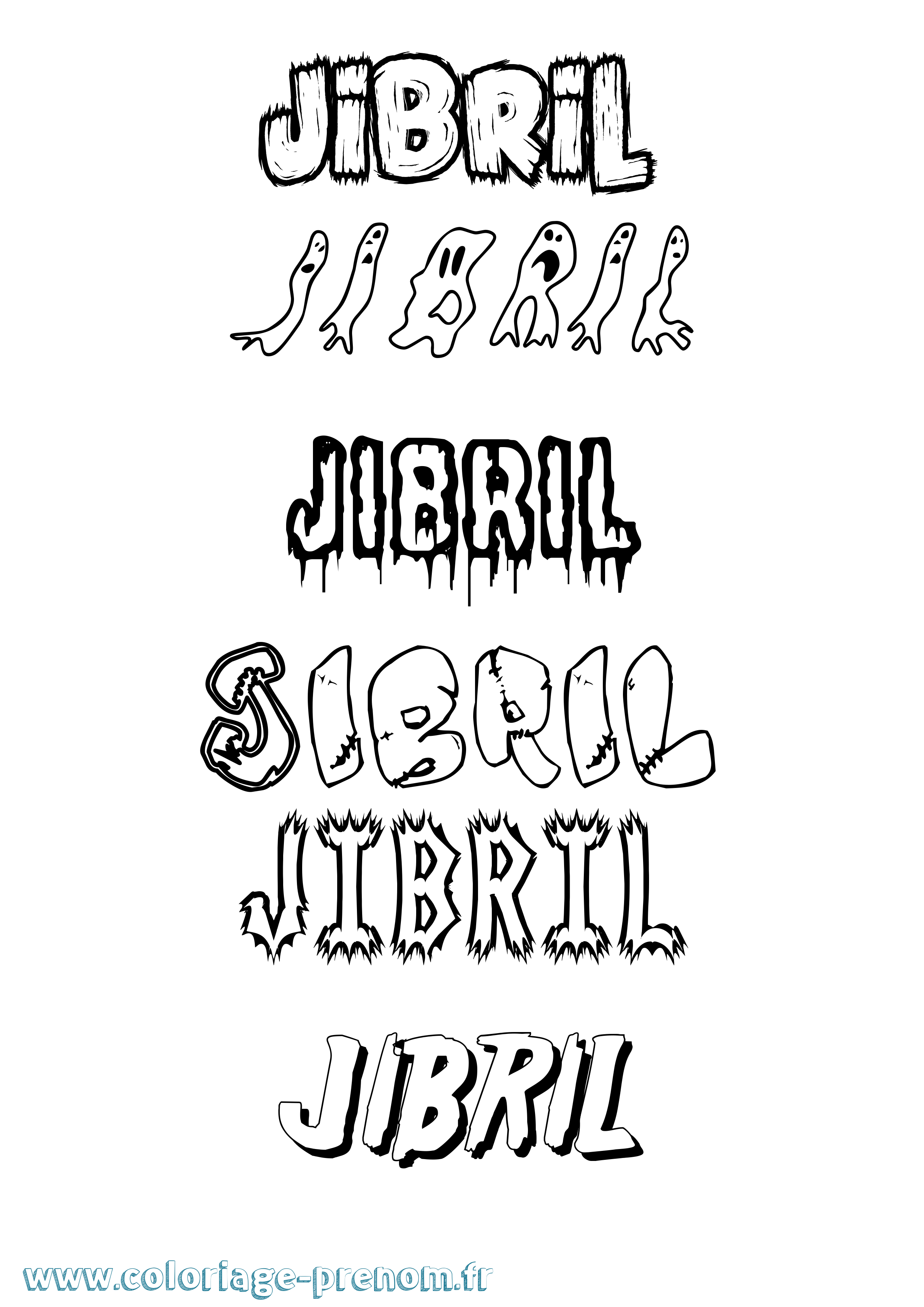 Coloriage prénom Jibril
