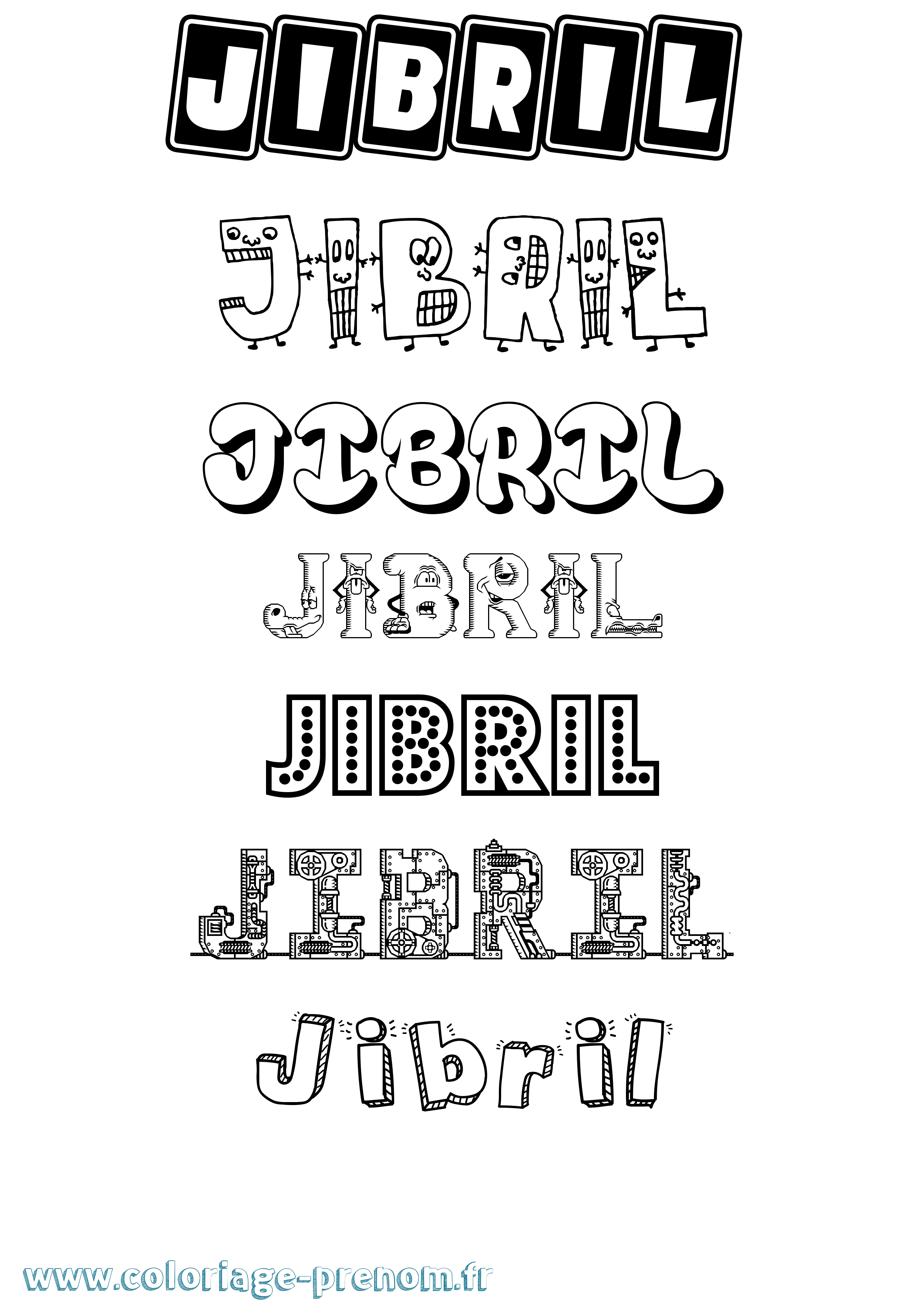 Coloriage prénom Jibril Fun