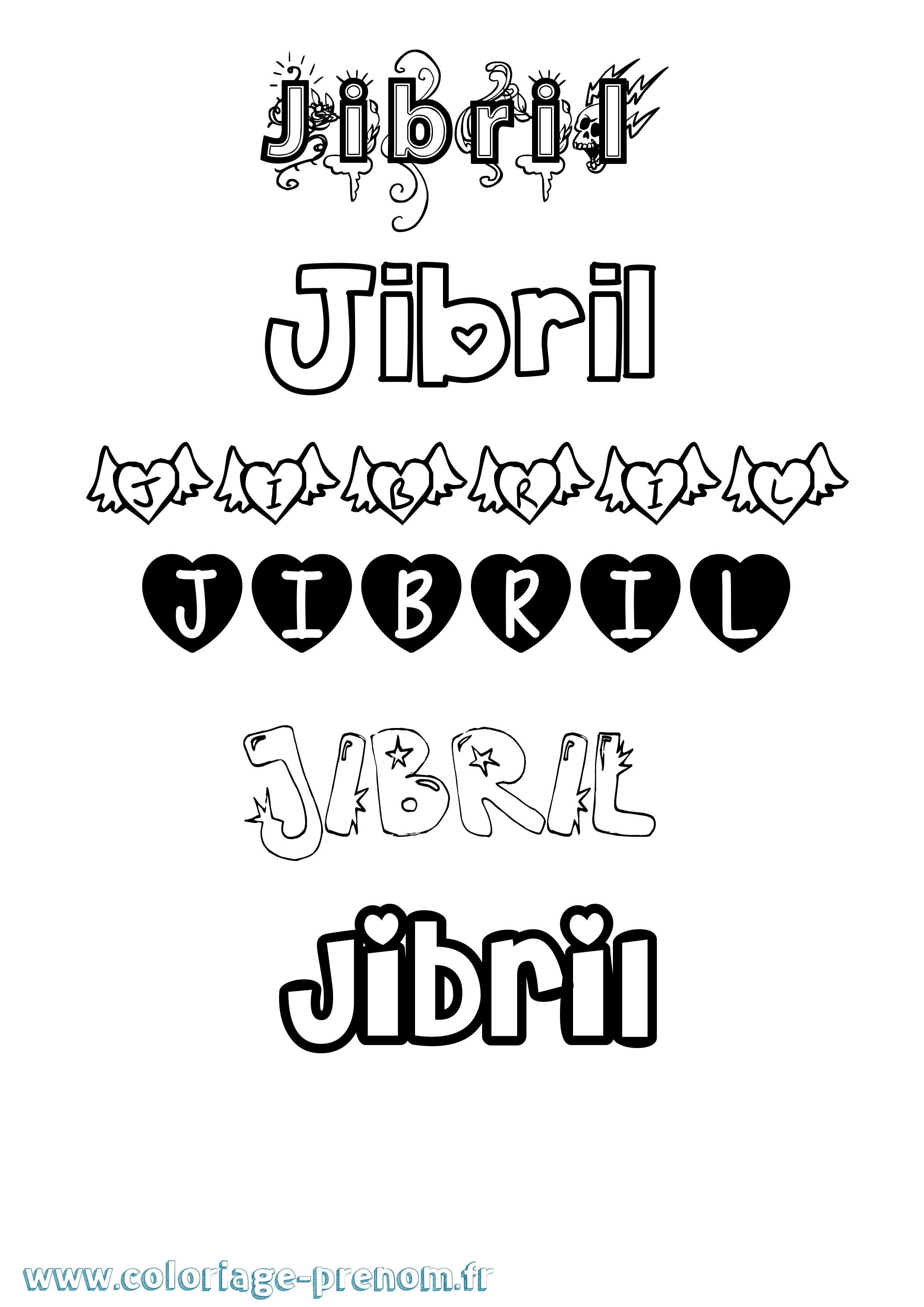 Coloriage prénom Jibril Girly