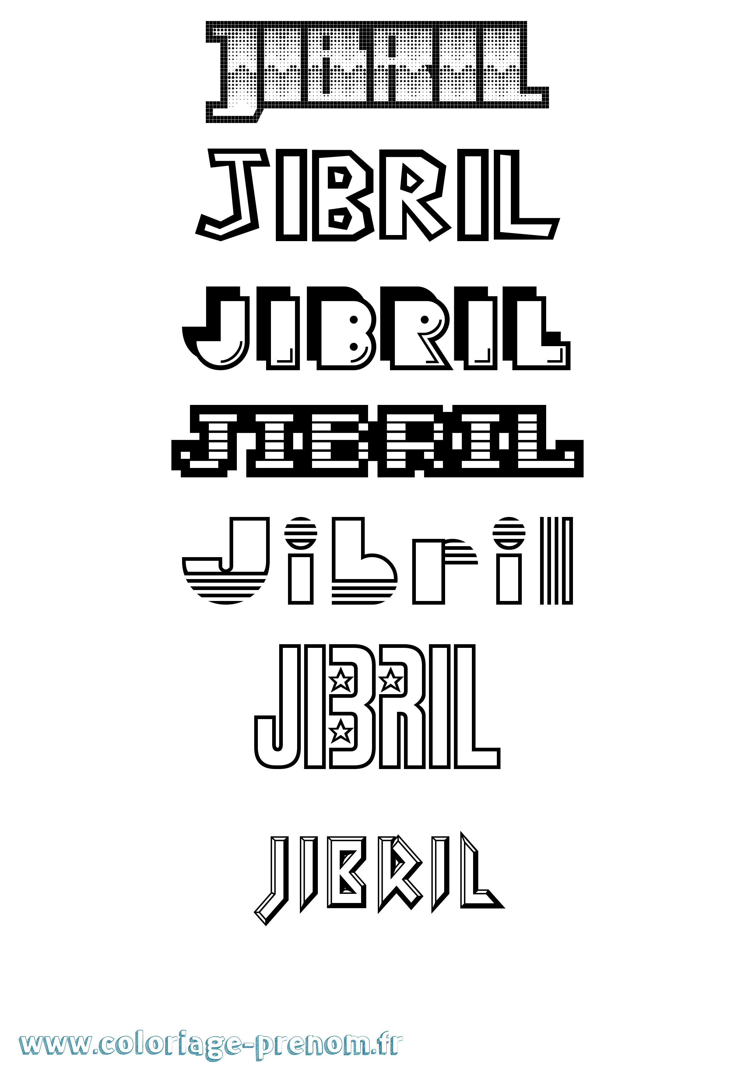 Coloriage prénom Jibril Jeux Vidéos