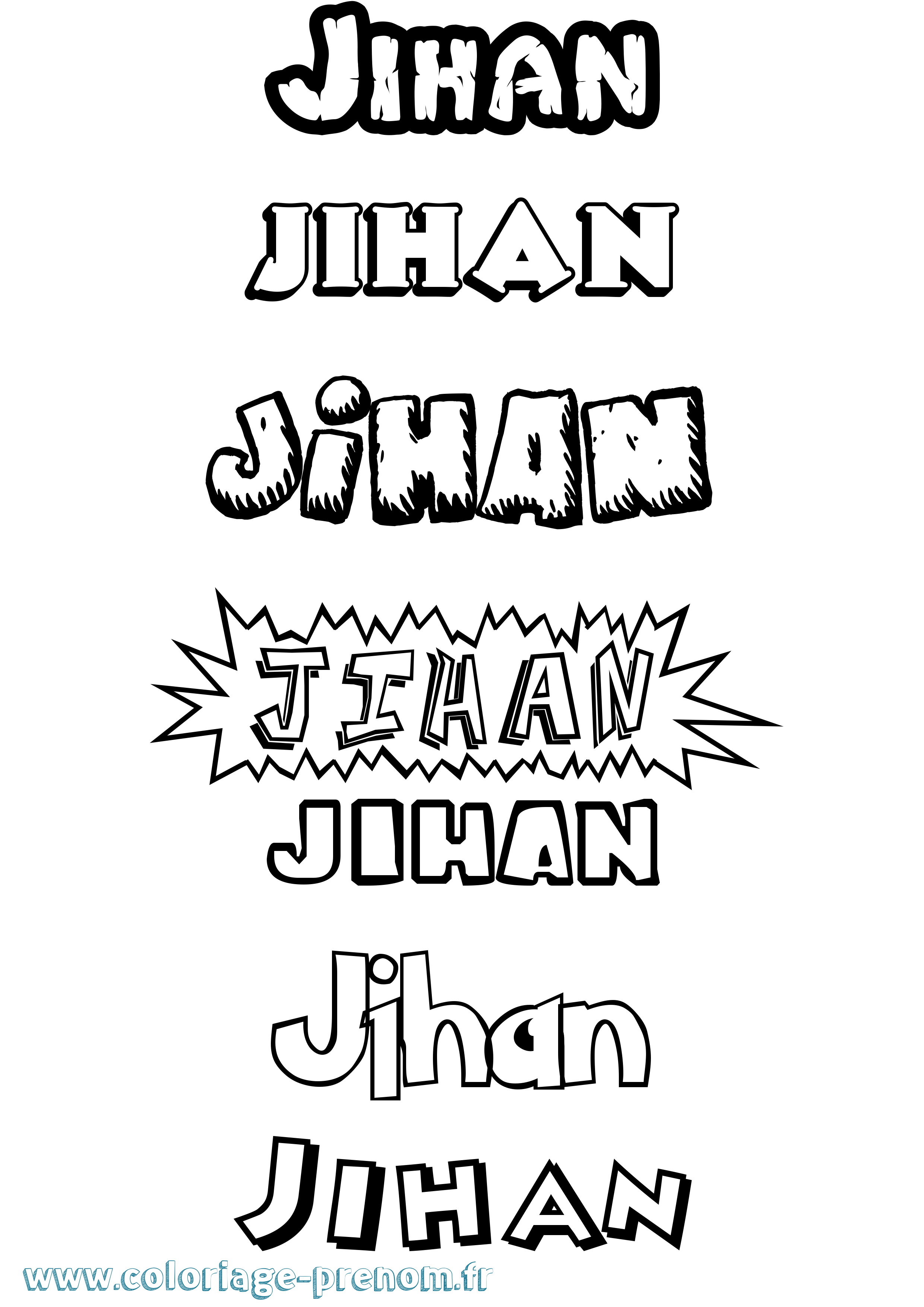Coloriage prénom Jihan Dessin Animé