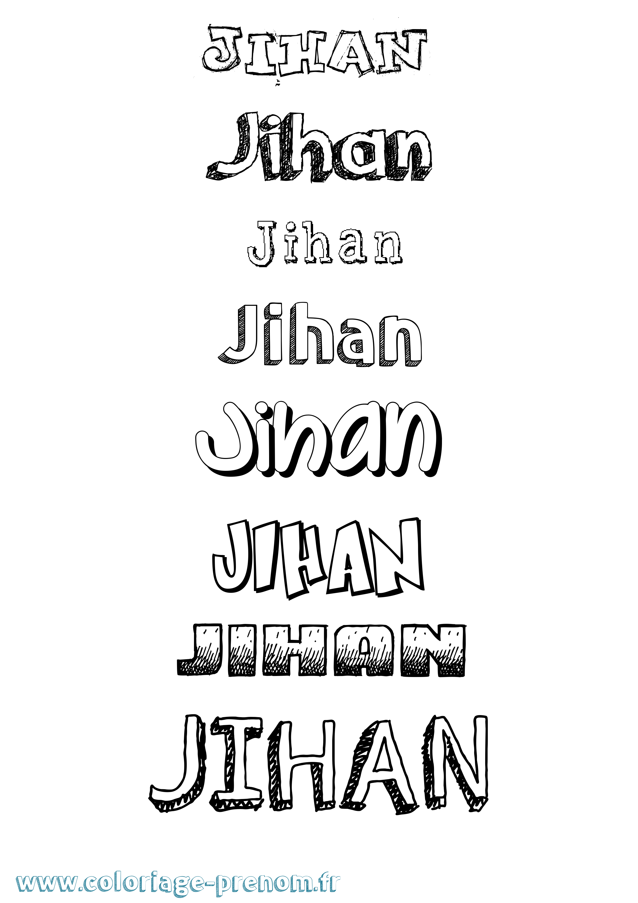 Coloriage prénom Jihan Dessiné