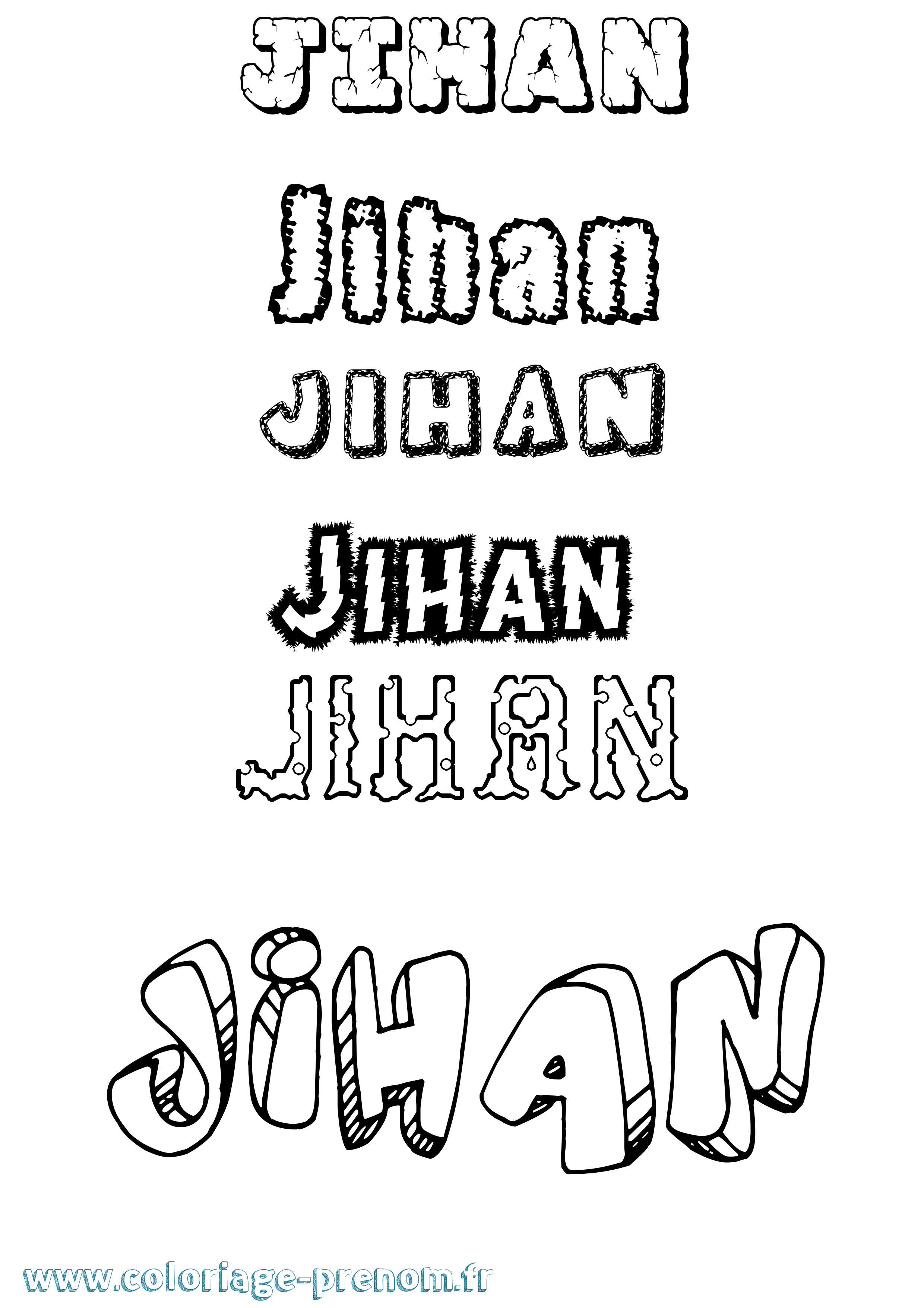 Coloriage prénom Jihan Destructuré