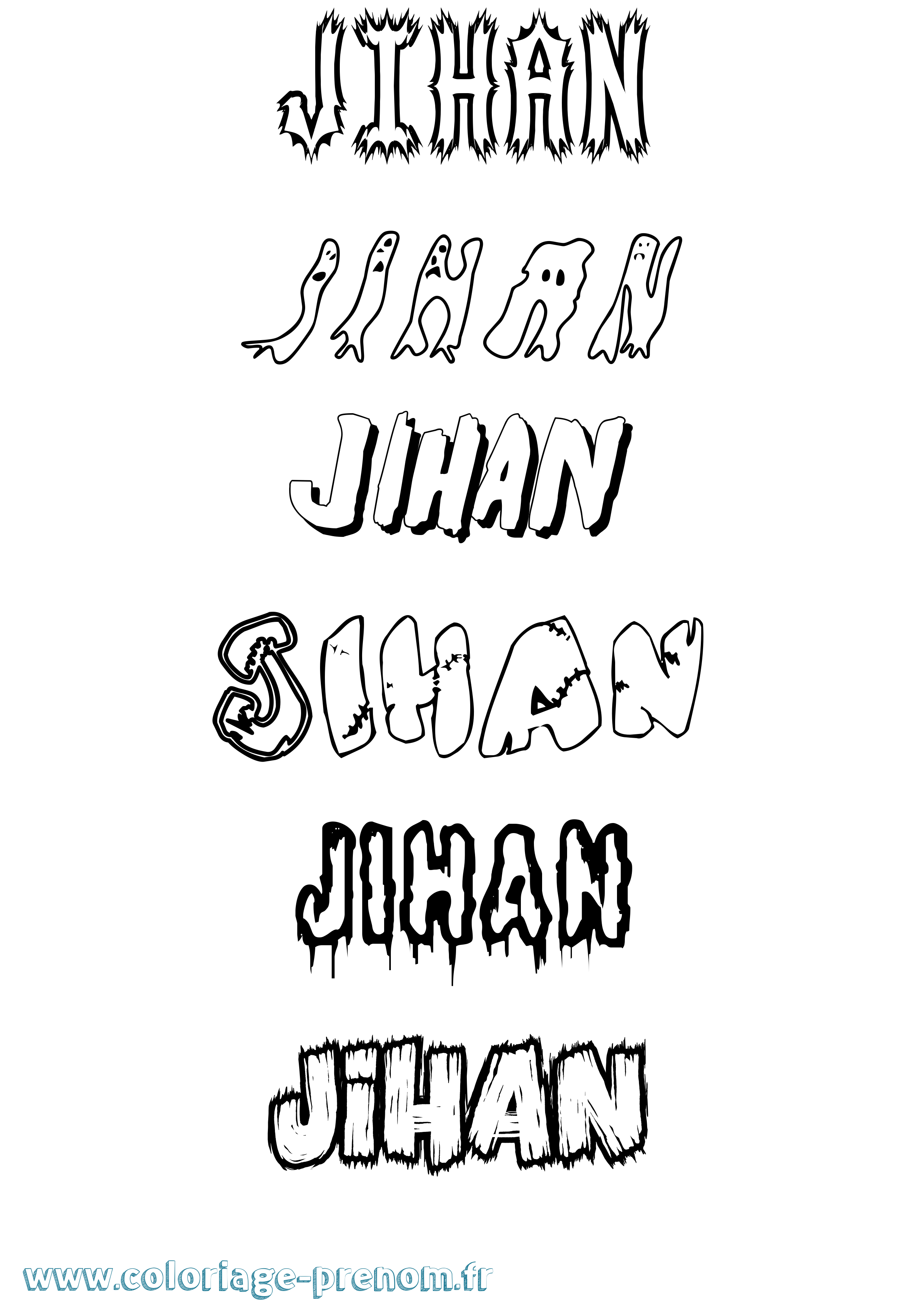 Coloriage prénom Jihan Frisson