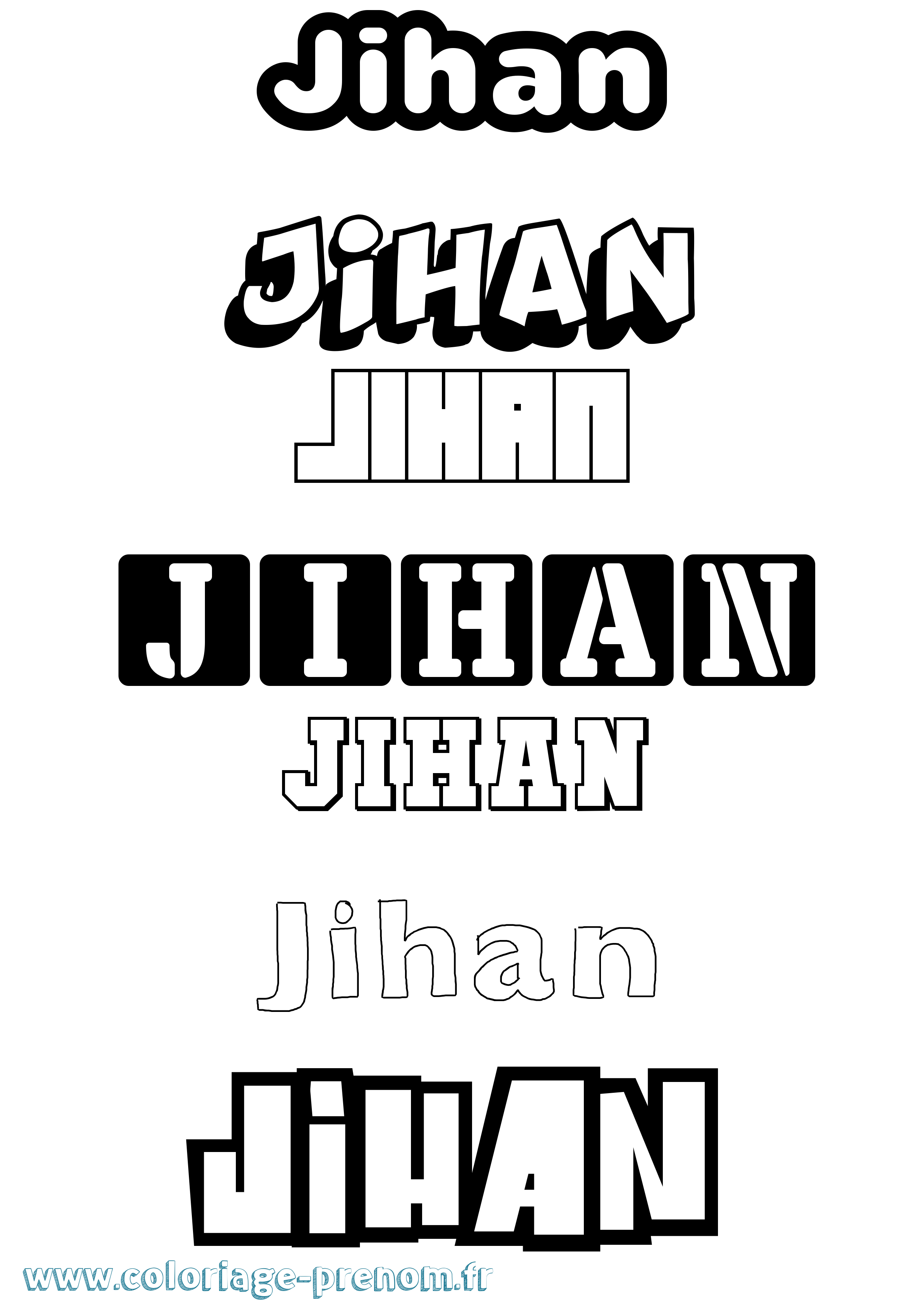 Coloriage prénom Jihan Simple