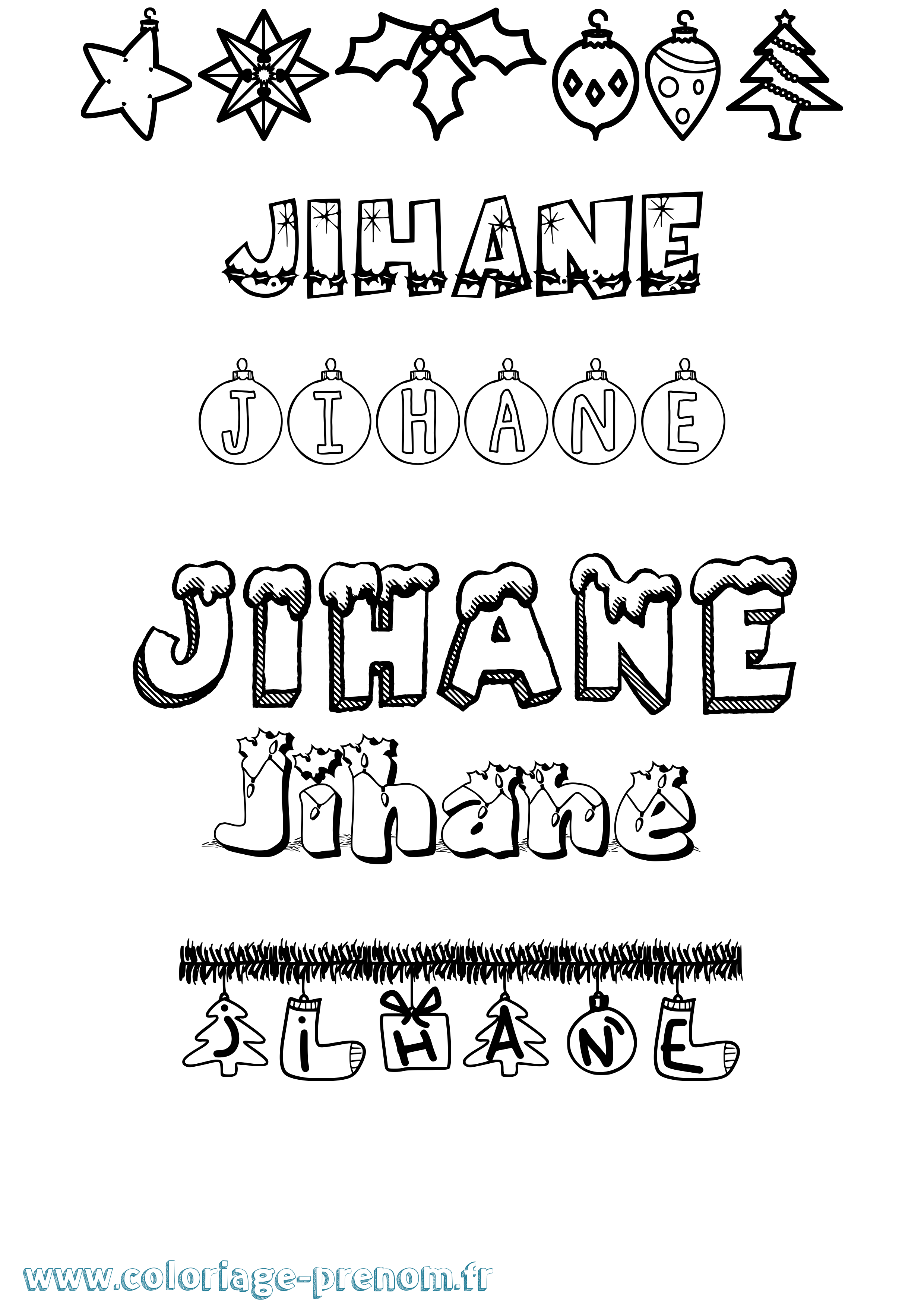 Coloriage prénom Jihane