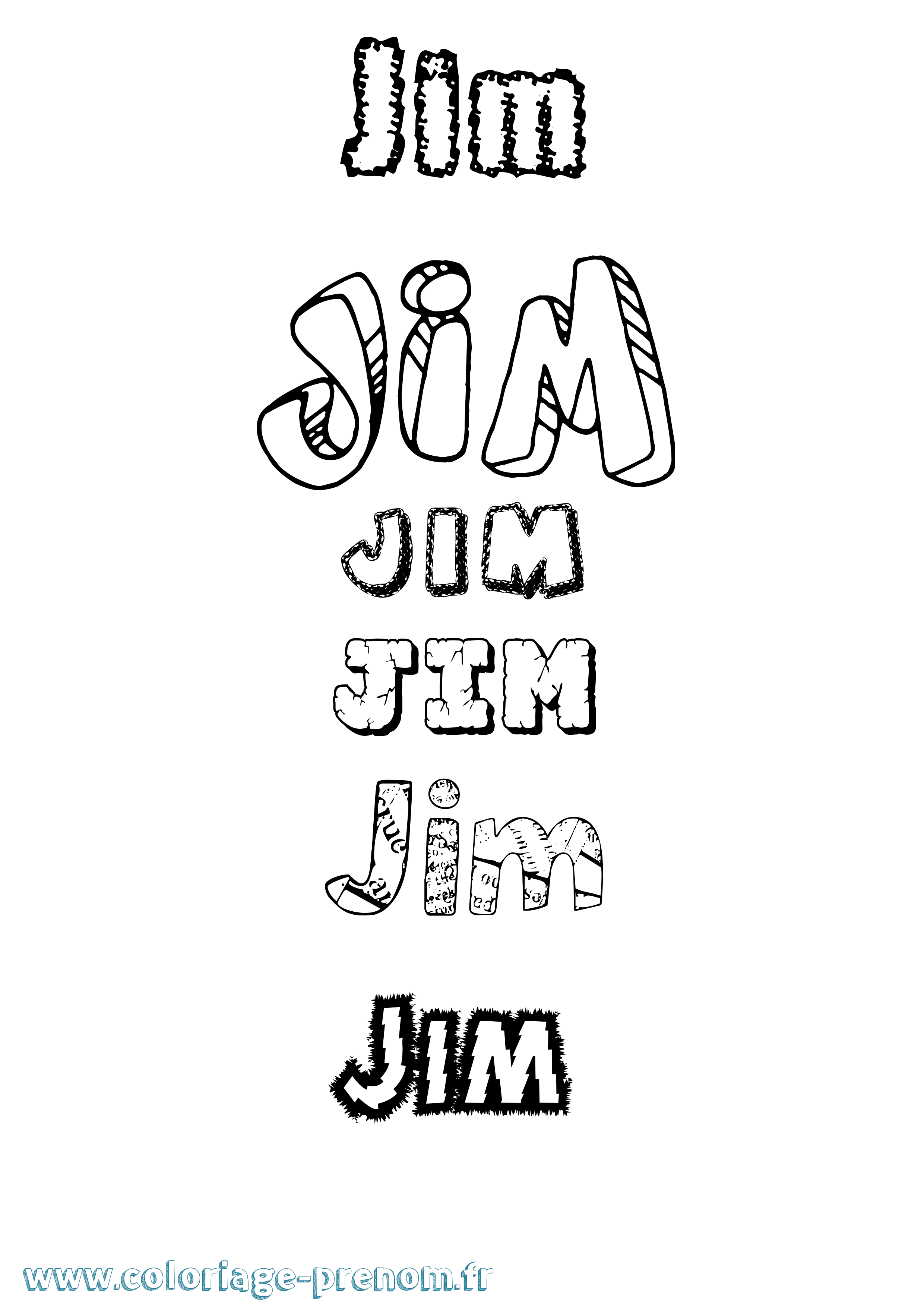 Coloriage Jim Coloriage prénom Jim