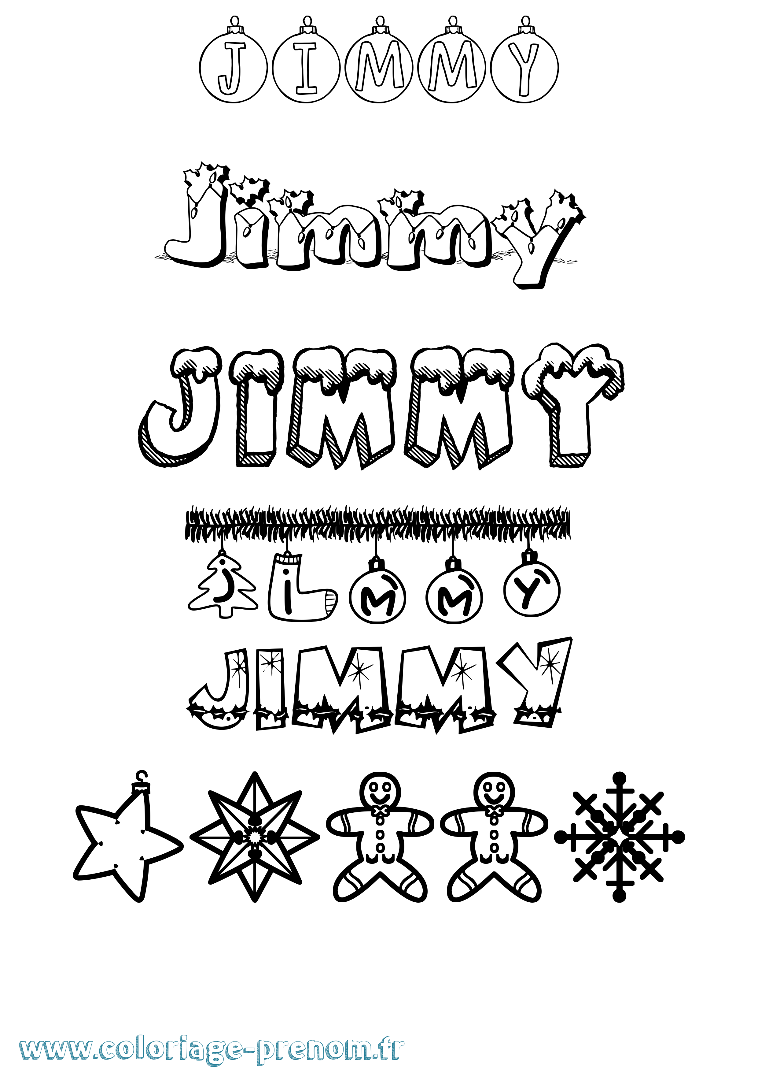 Coloriage prénom Jimmy Noël