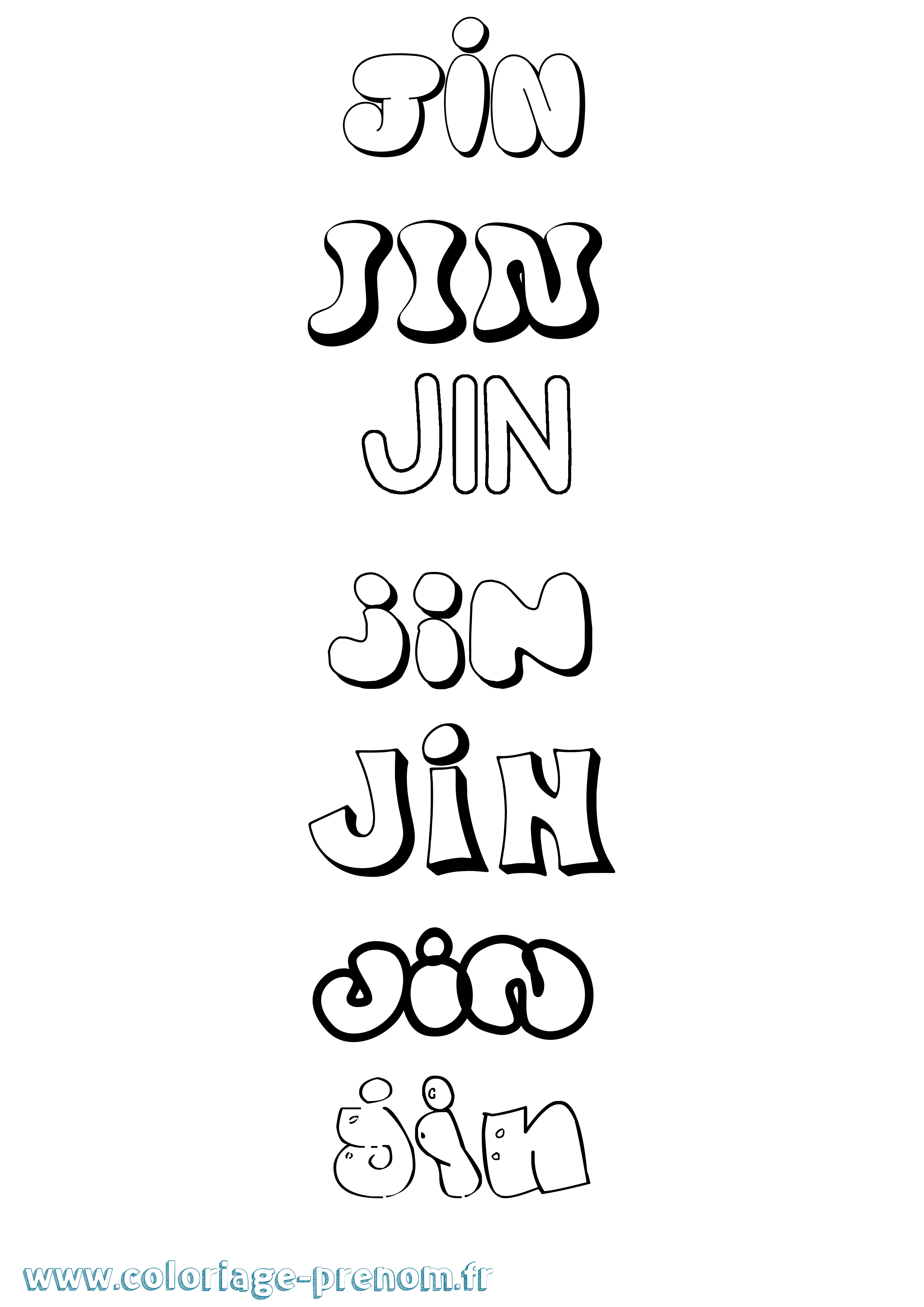 Coloriage prénom Jin Bubble