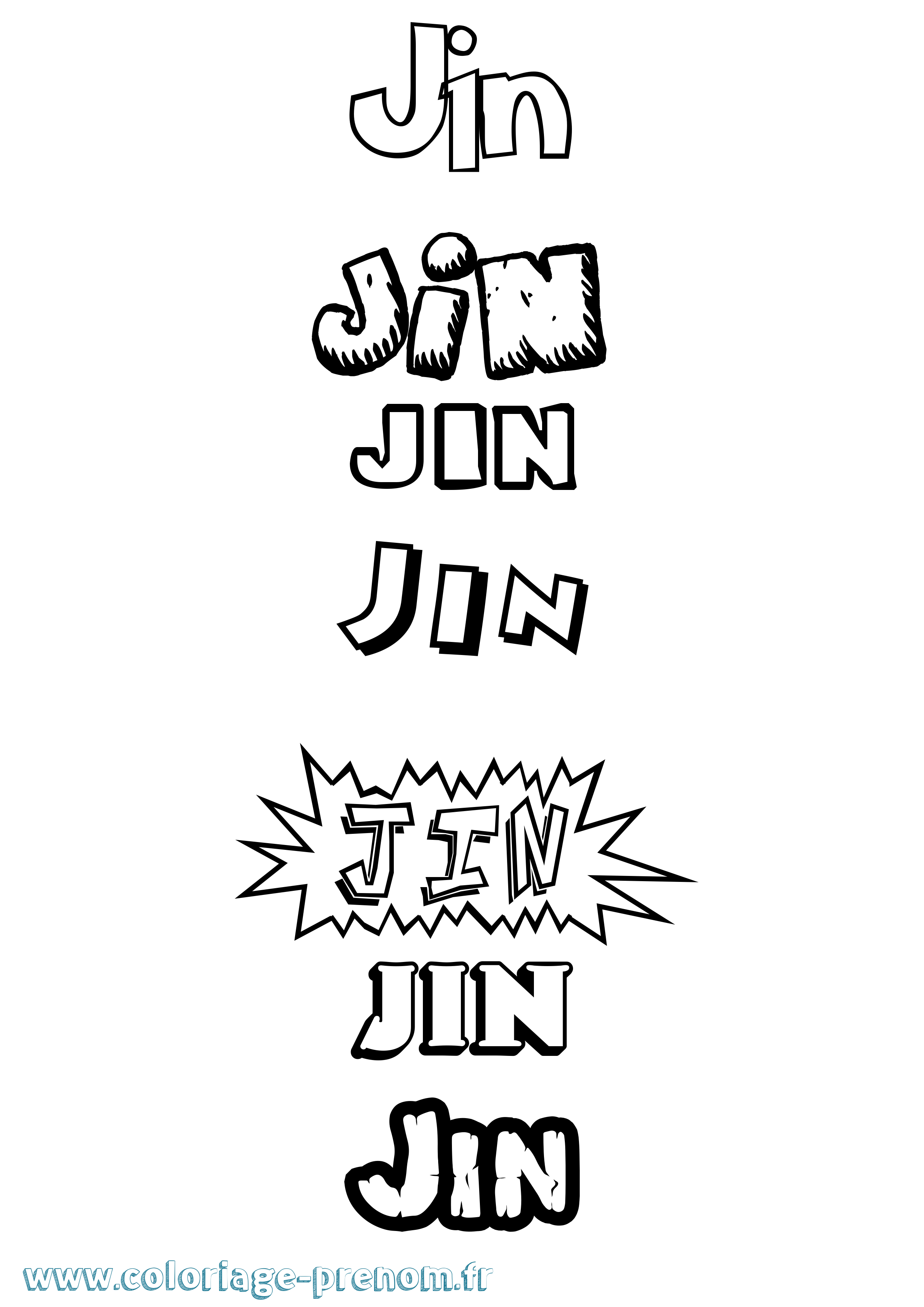 Coloriage prénom Jin Dessin Animé