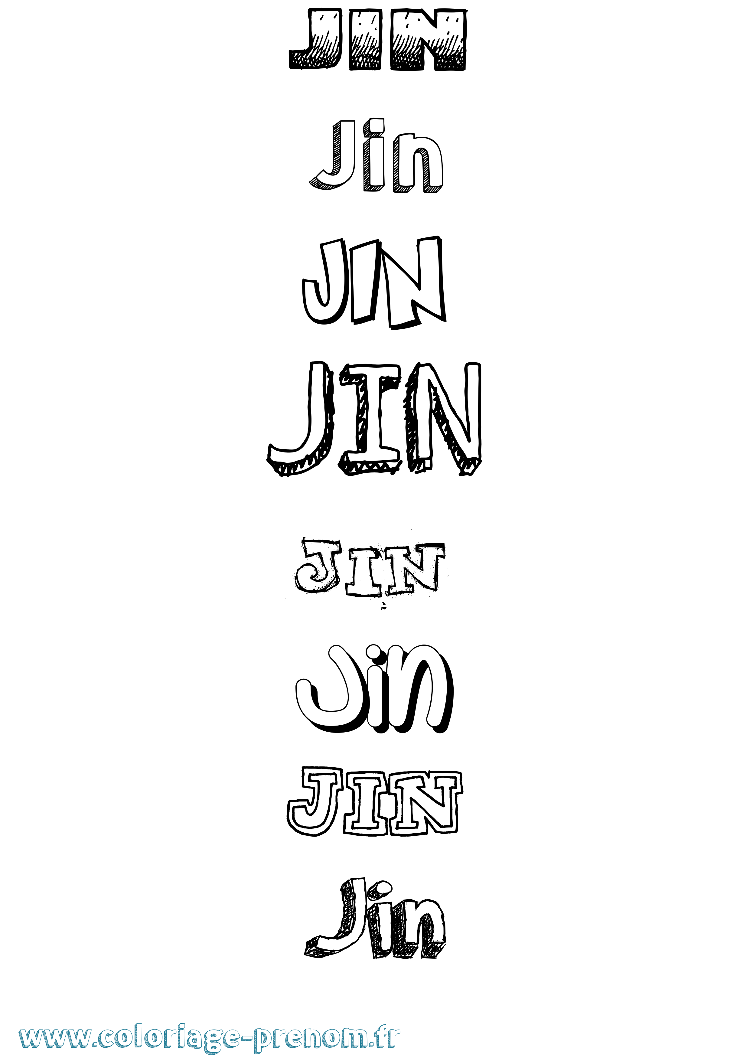 Coloriage prénom Jin Dessiné