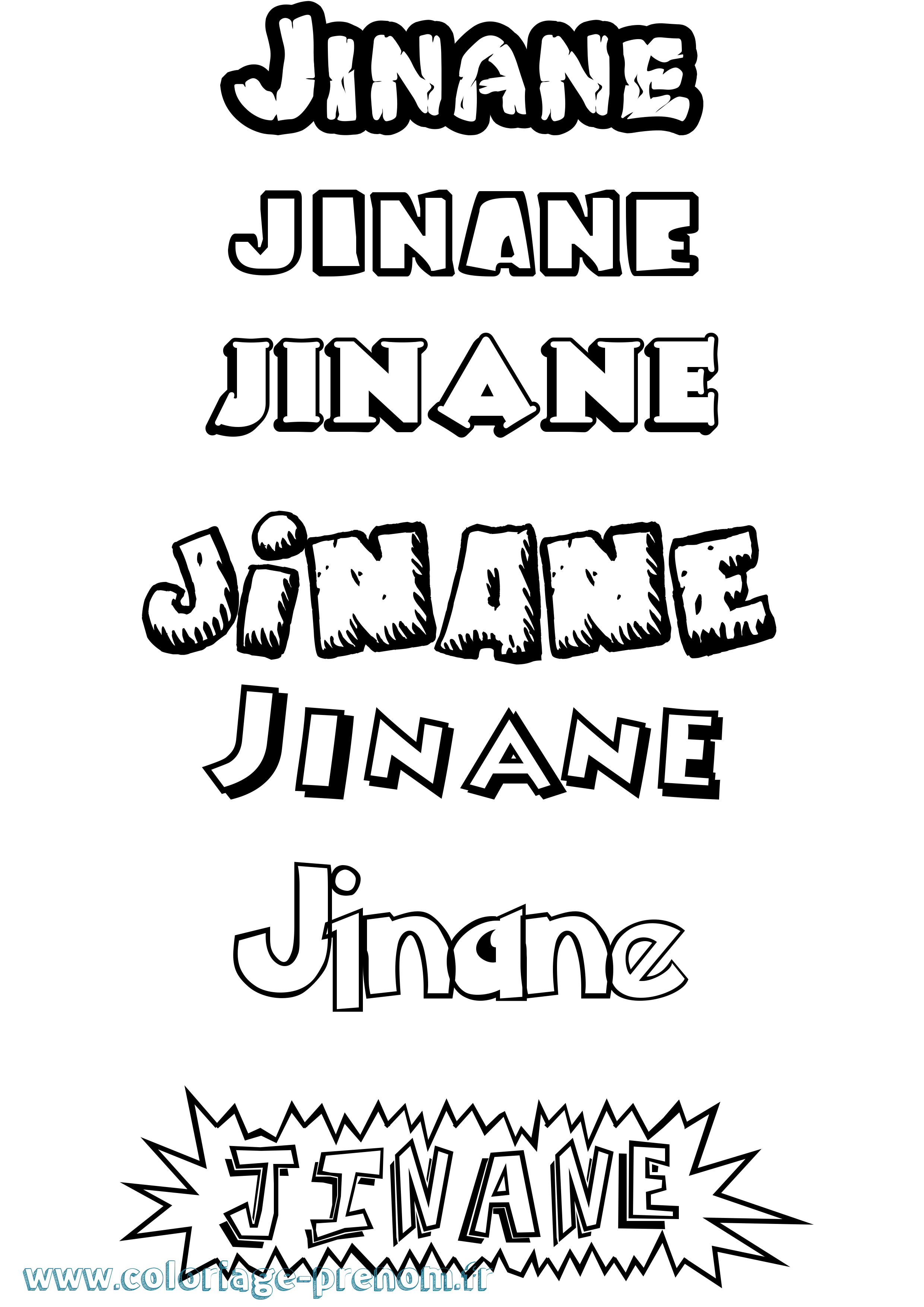 Coloriage prénom Jinane Dessin Animé