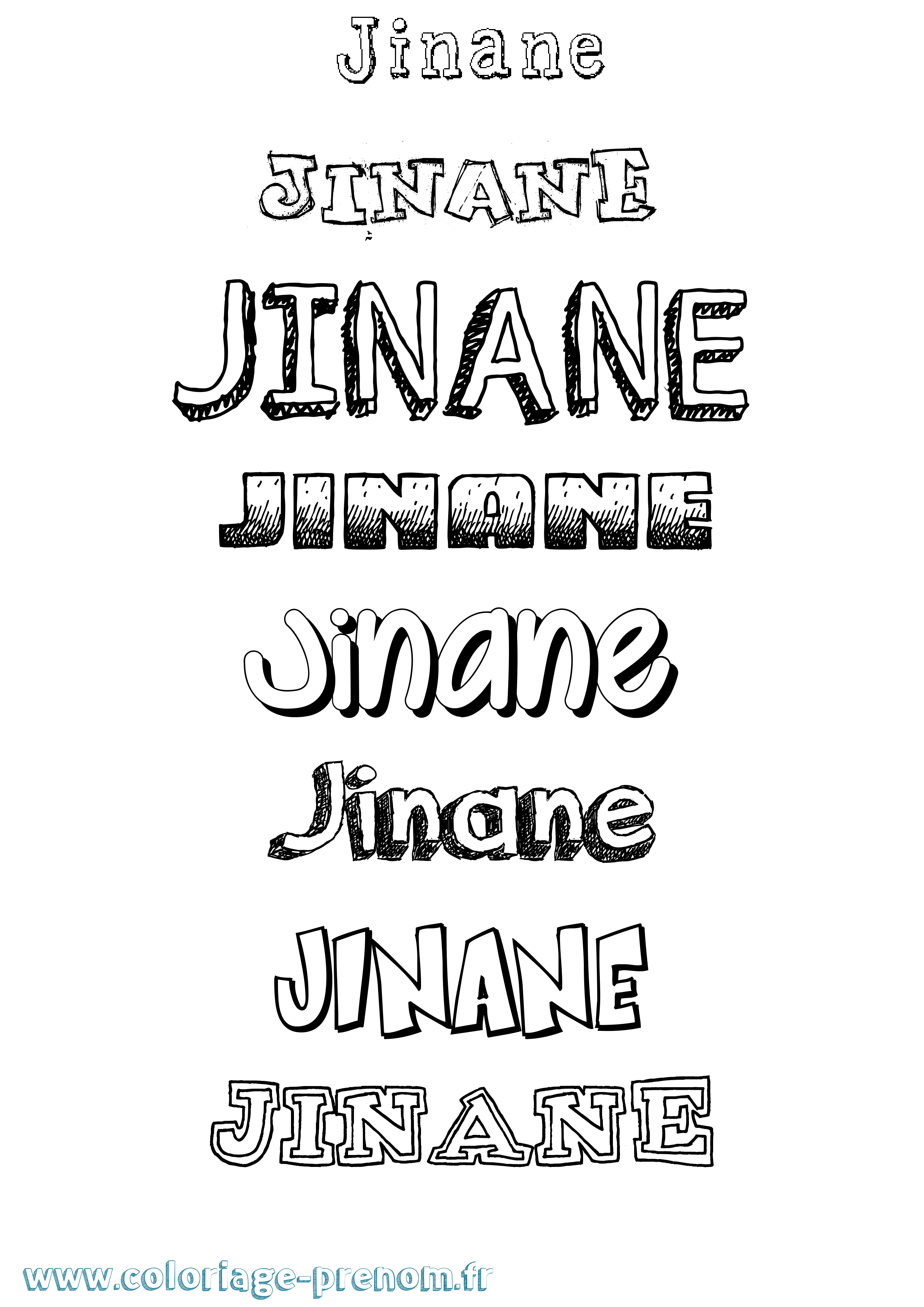 Coloriage prénom Jinane Dessiné