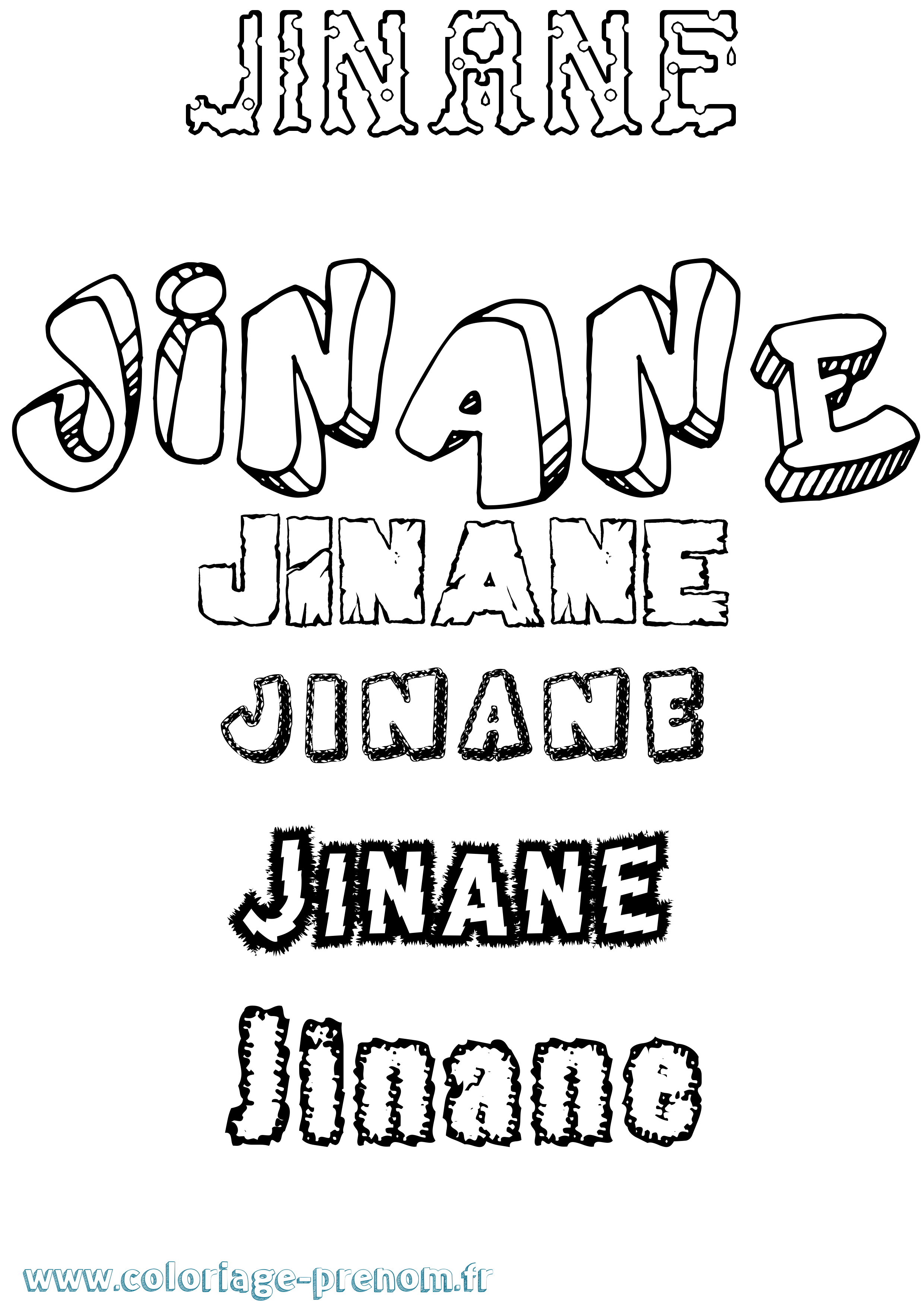Coloriage prénom Jinane Destructuré