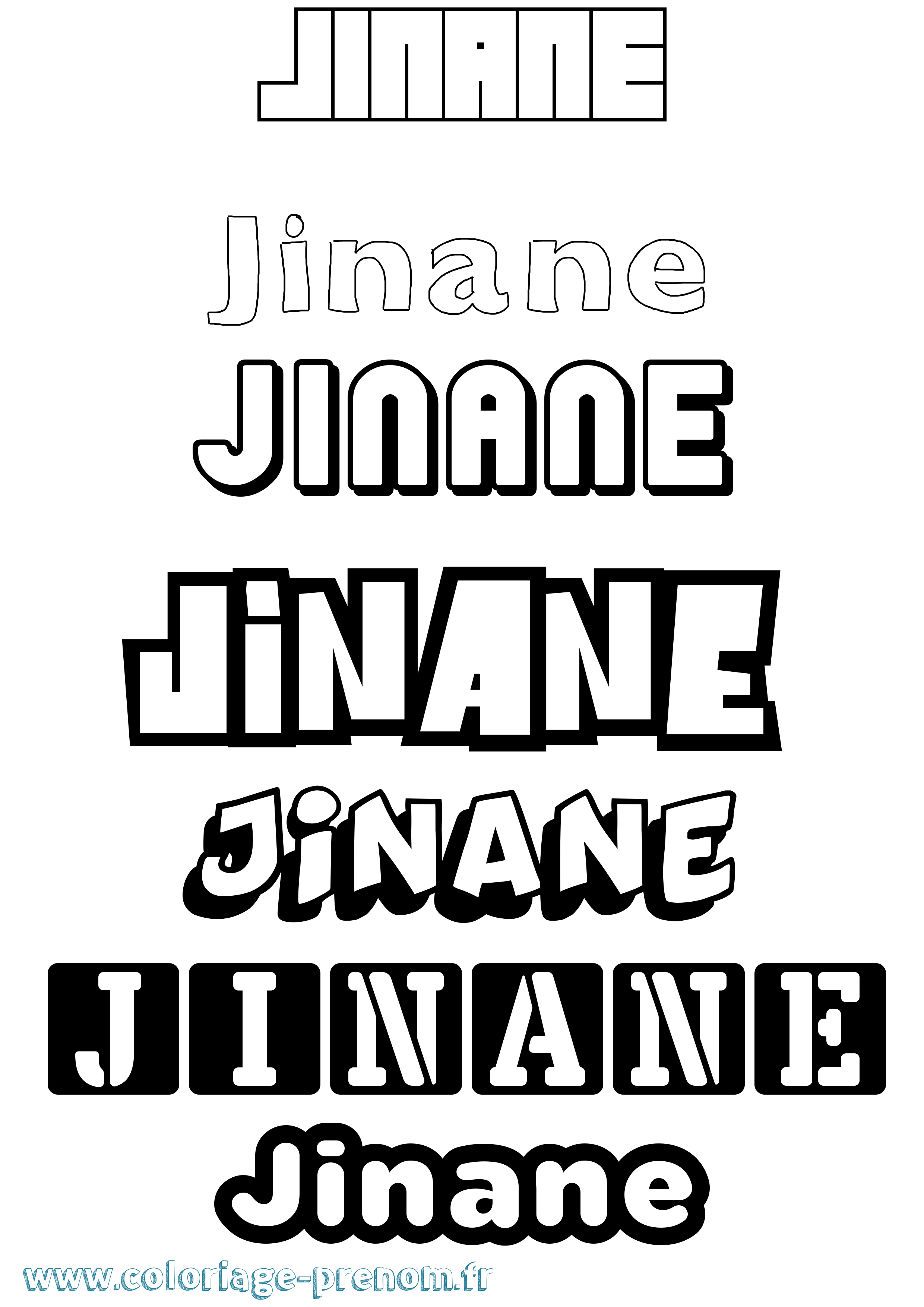 Coloriage prénom Jinane Simple