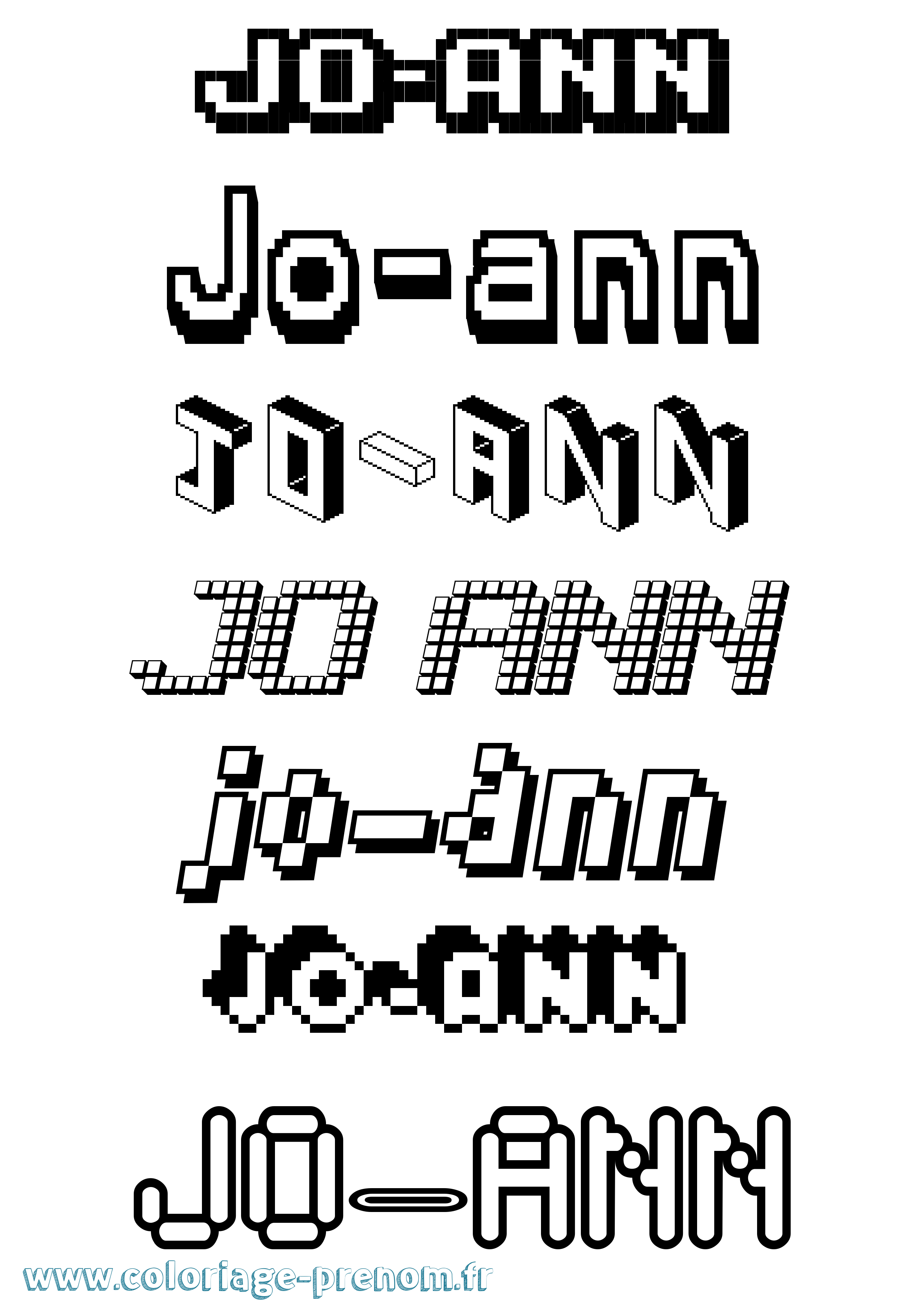 Coloriage prénom Jo-Ann Pixel