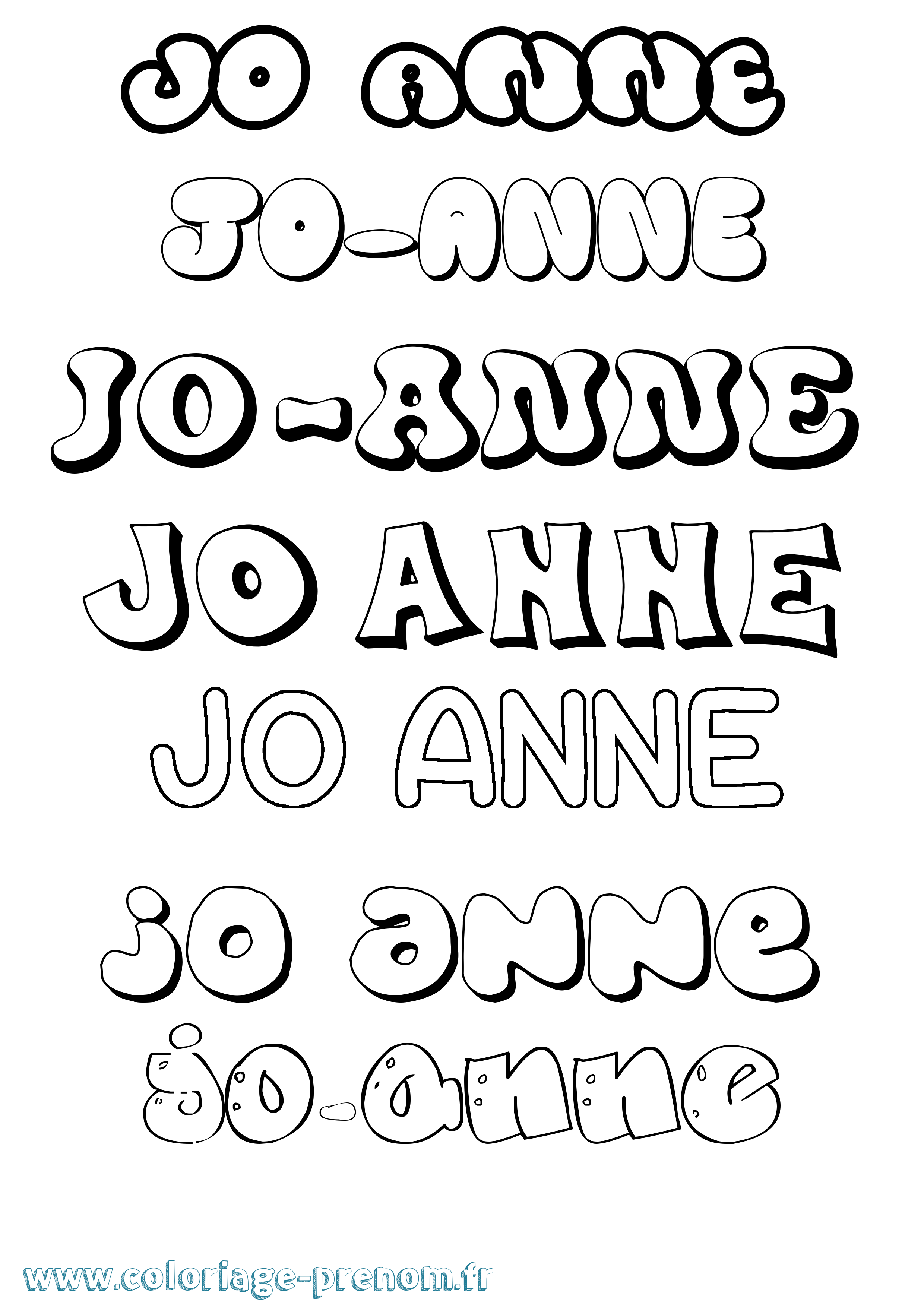 Coloriage prénom Jo-Anne Bubble