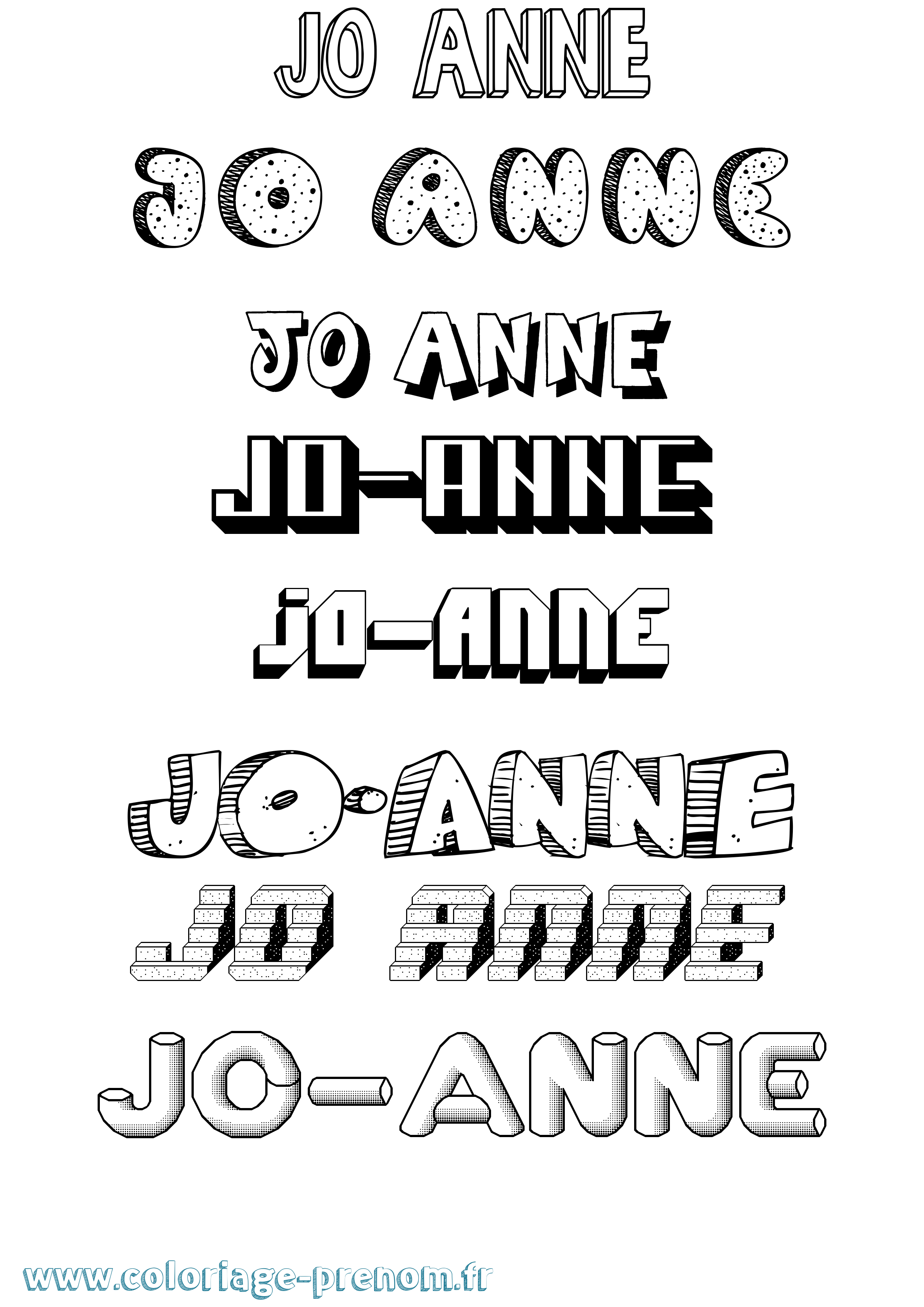 Coloriage prénom Jo-Anne Effet 3D
