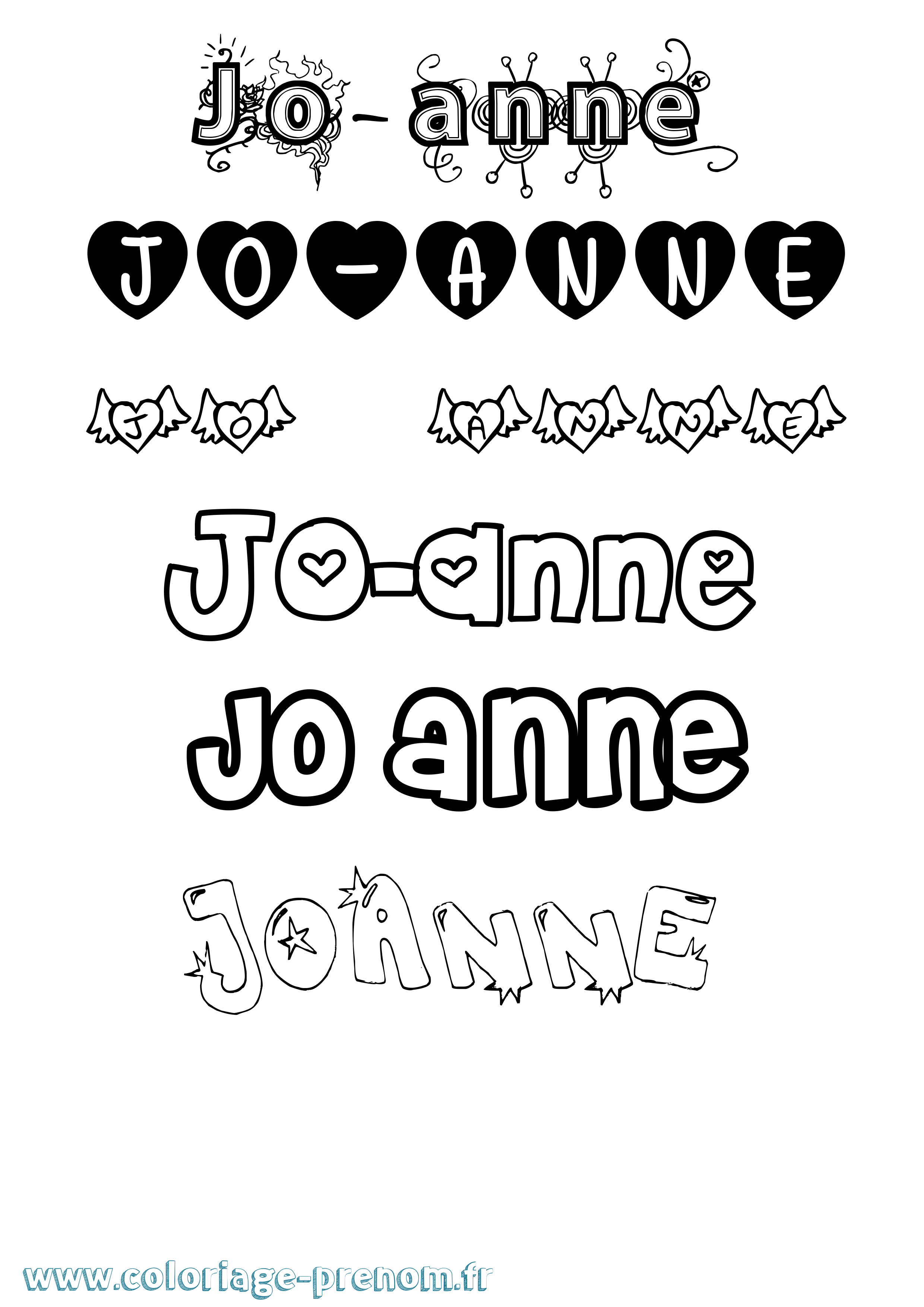 Coloriage prénom Jo-Anne Girly