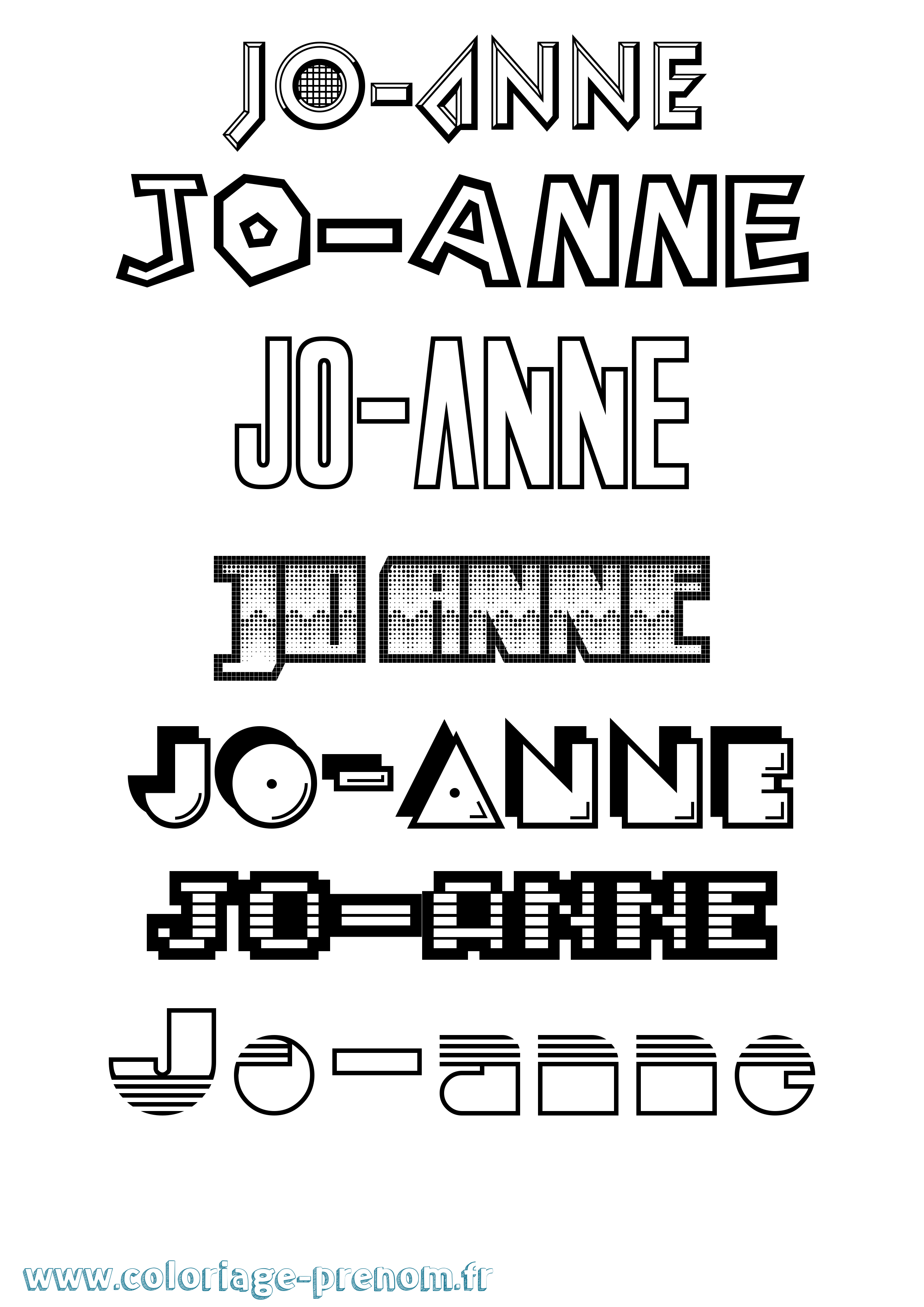 Coloriage prénom Jo-Anne Jeux Vidéos
