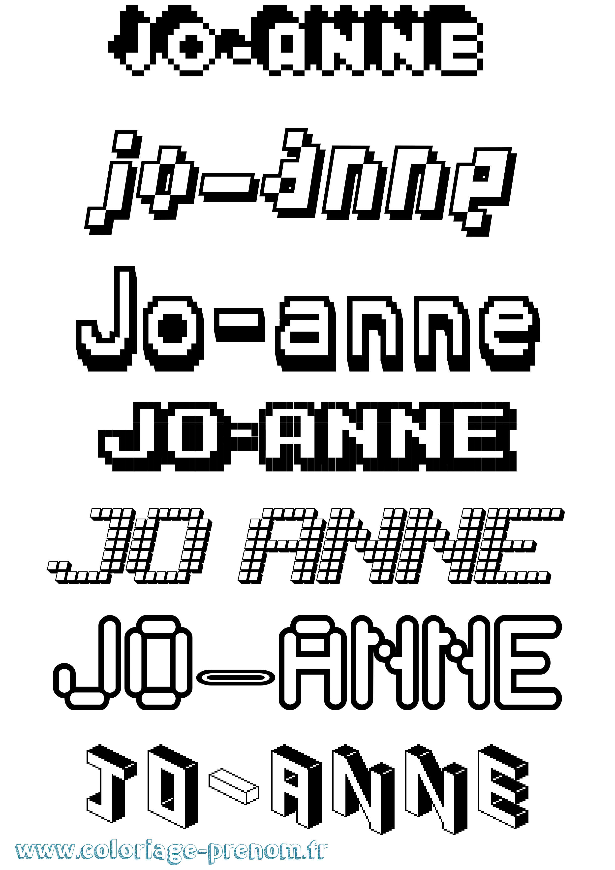 Coloriage prénom Jo-Anne Pixel