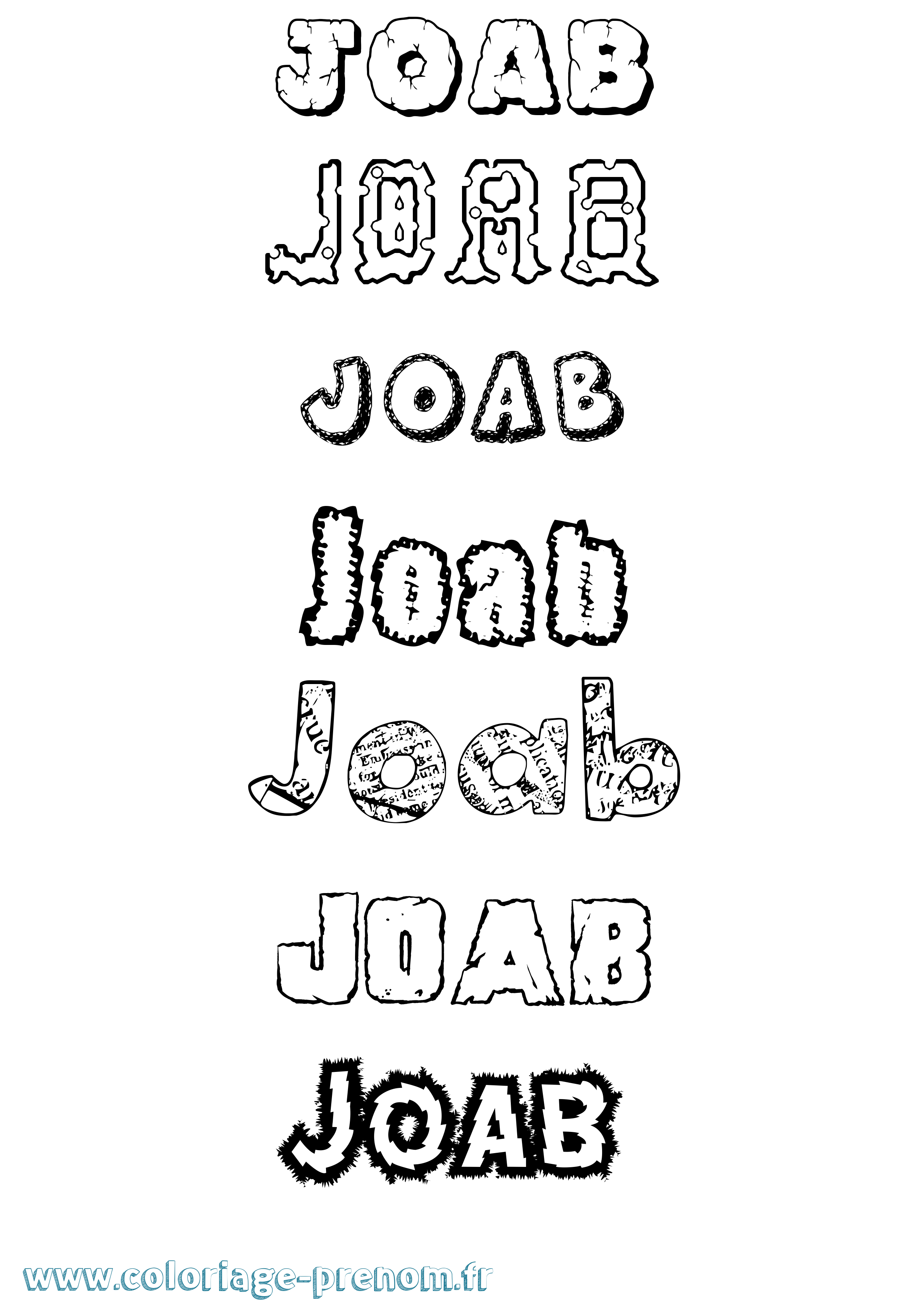 Coloriage prénom Joab Destructuré