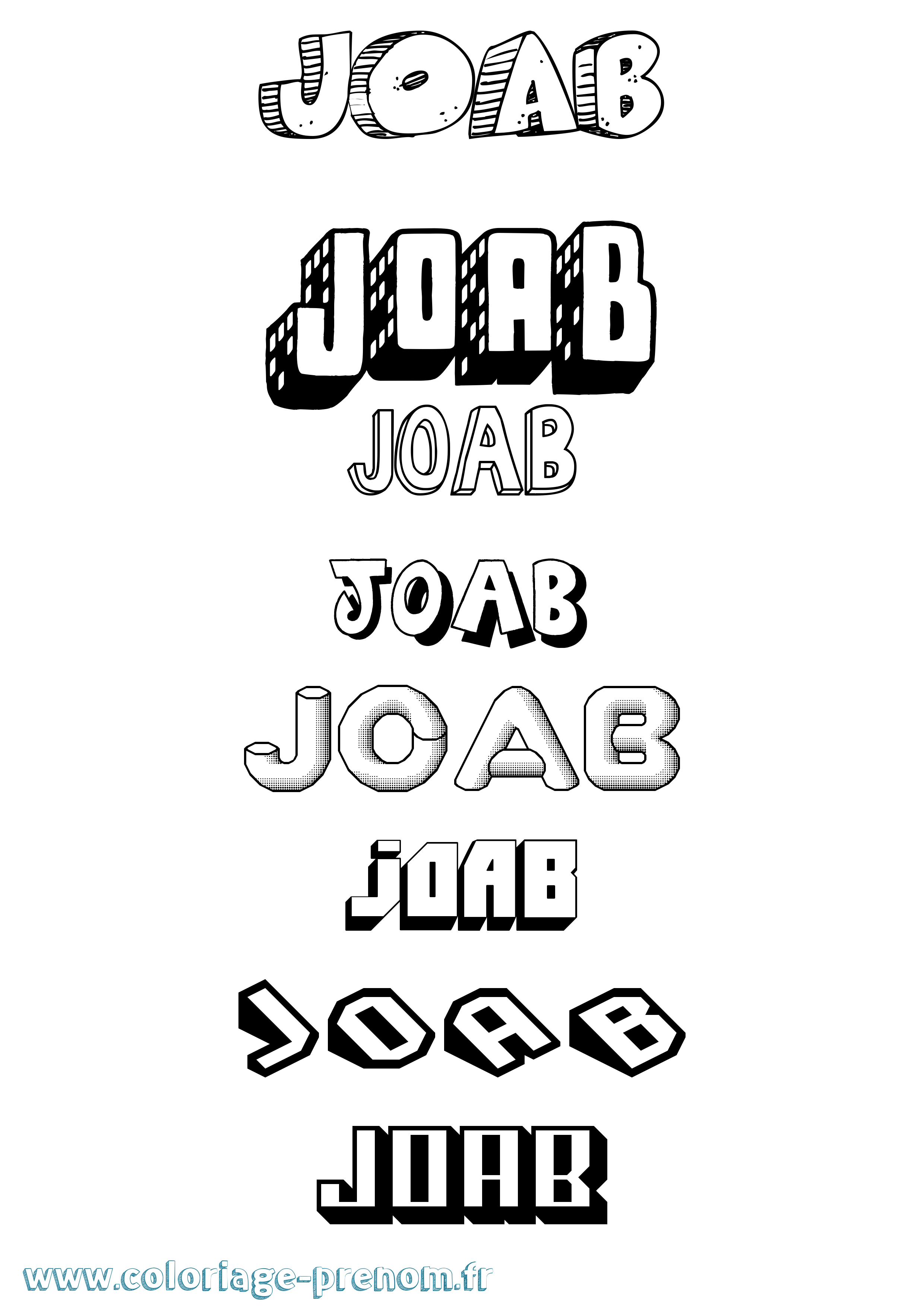 Coloriage prénom Joab Effet 3D