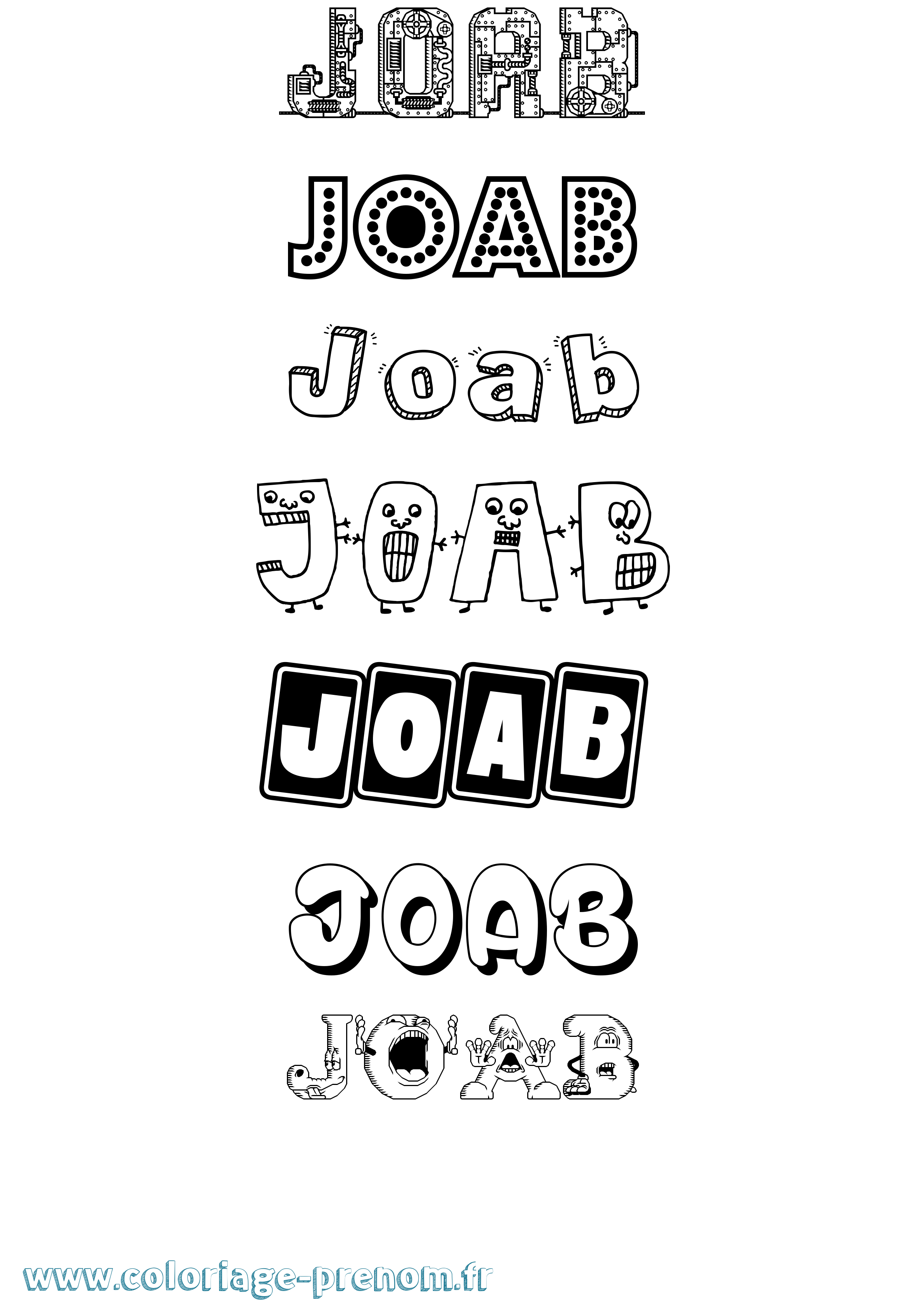 Coloriage prénom Joab Fun
