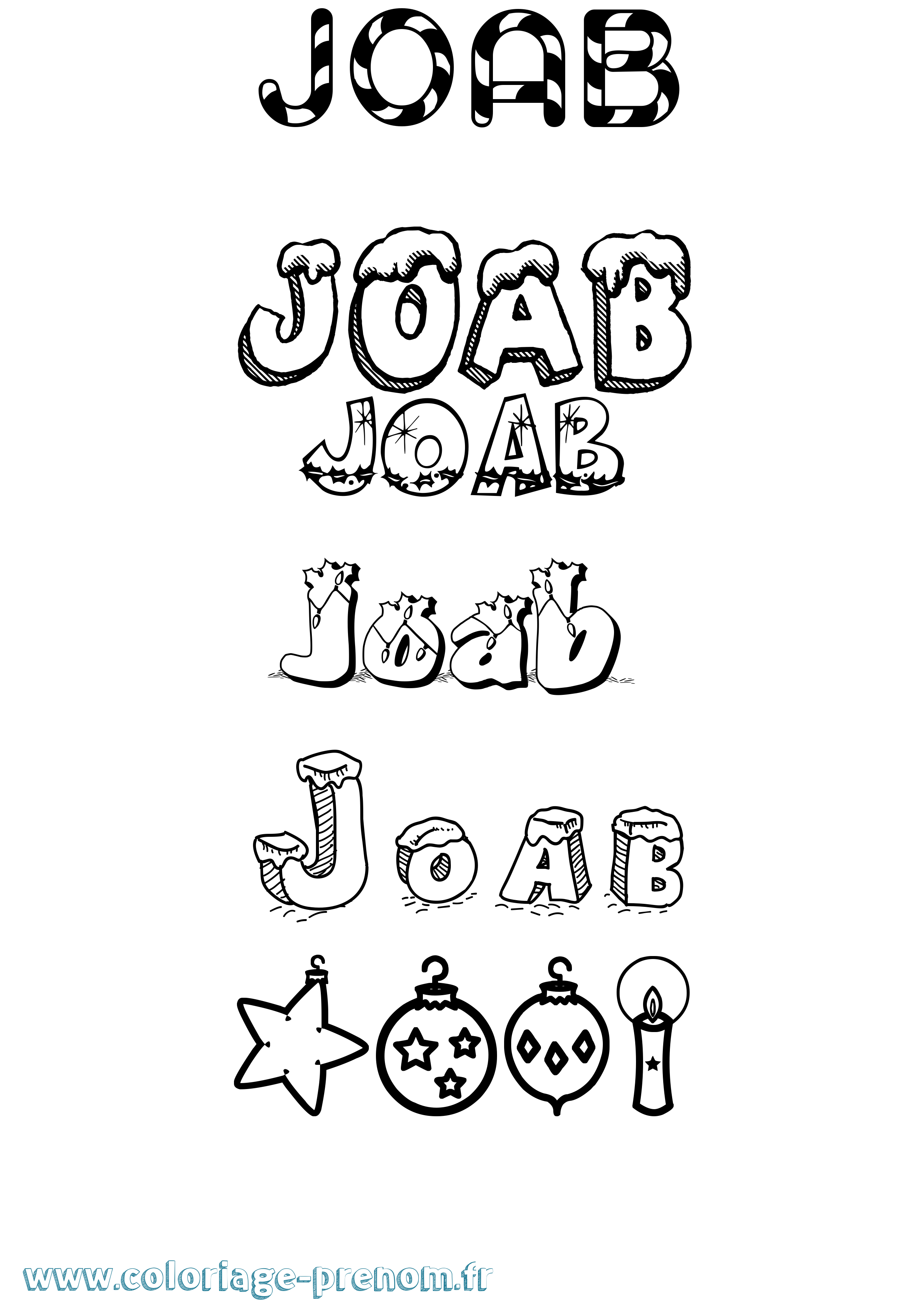 Coloriage prénom Joab Noël