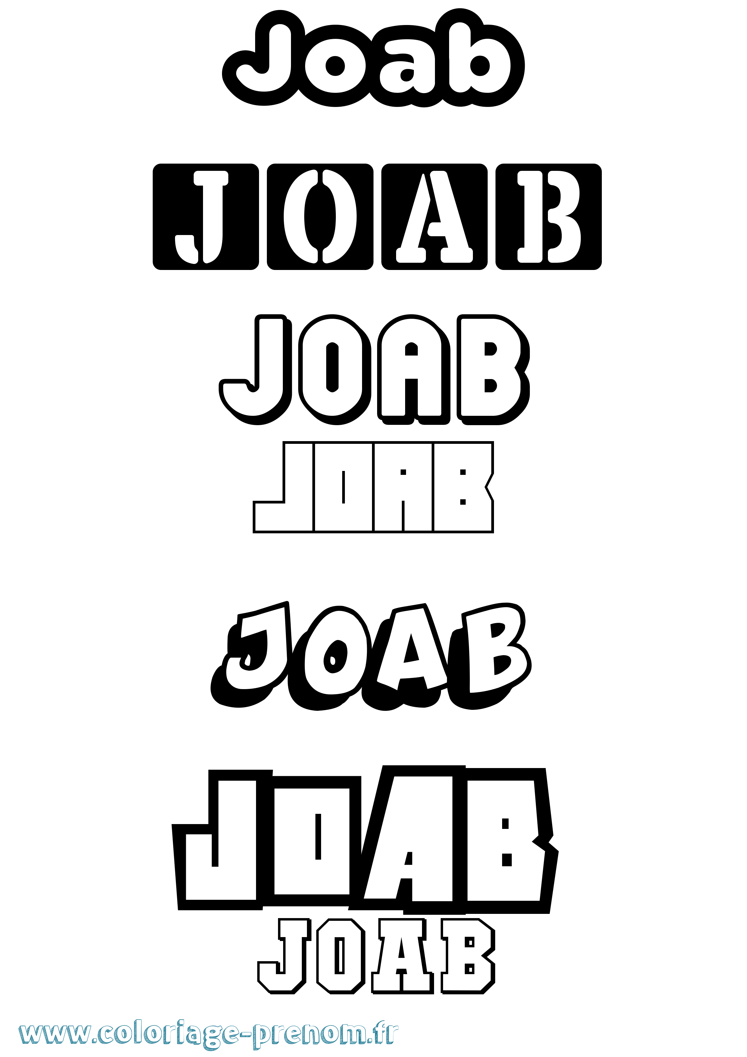 Coloriage prénom Joab Simple