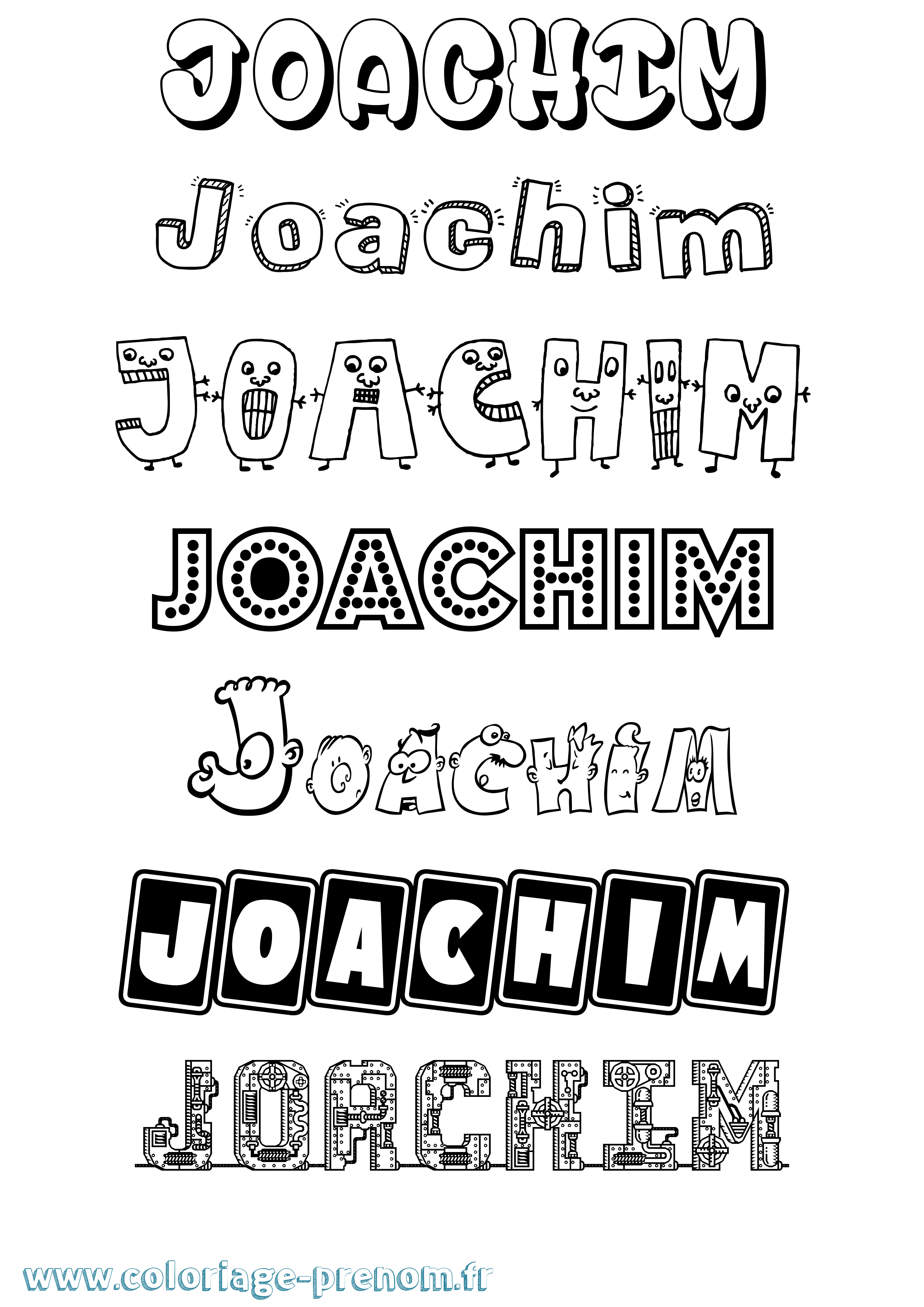 Coloriage prénom Joachim Fun