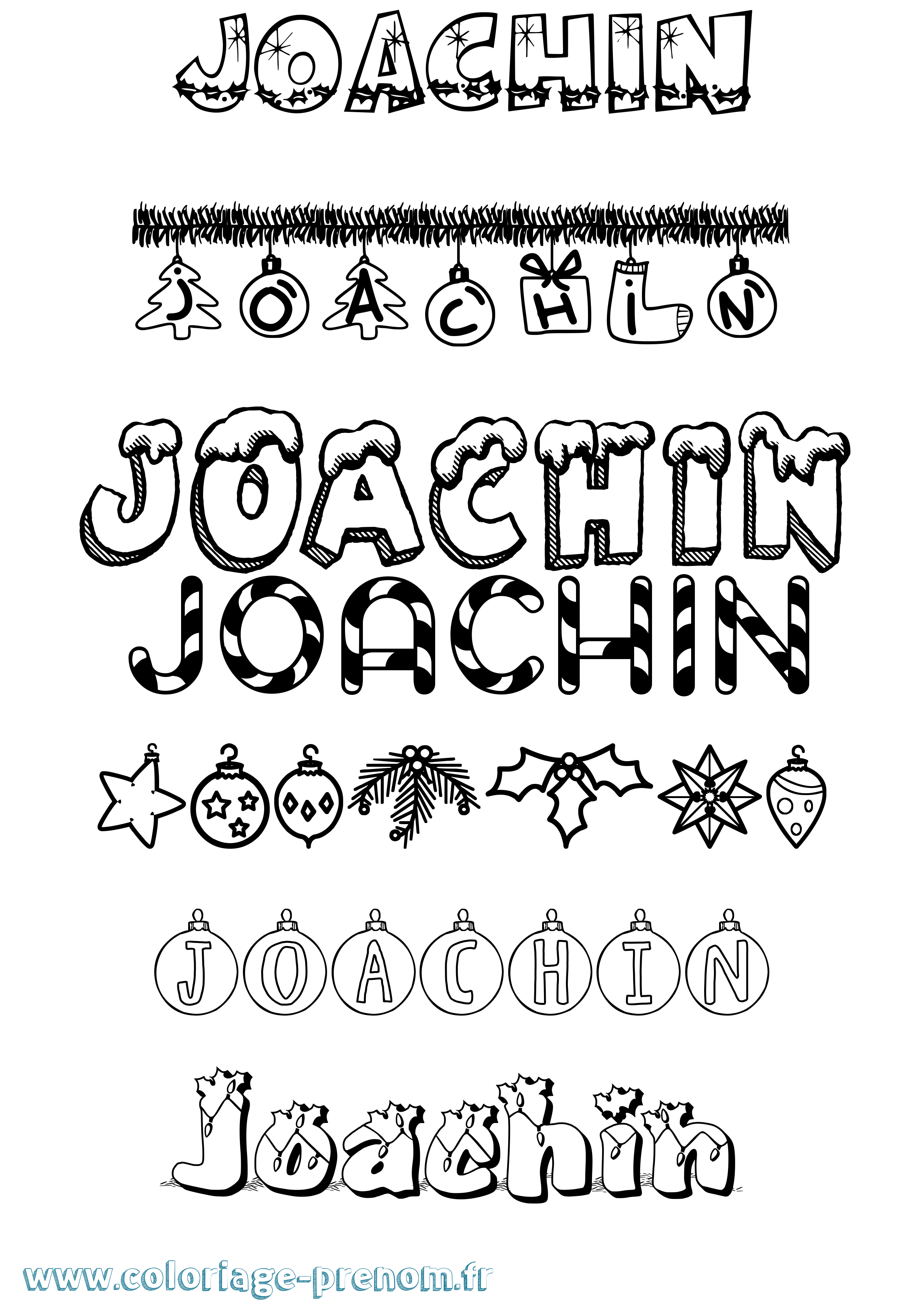 Coloriage prénom Joachin Noël