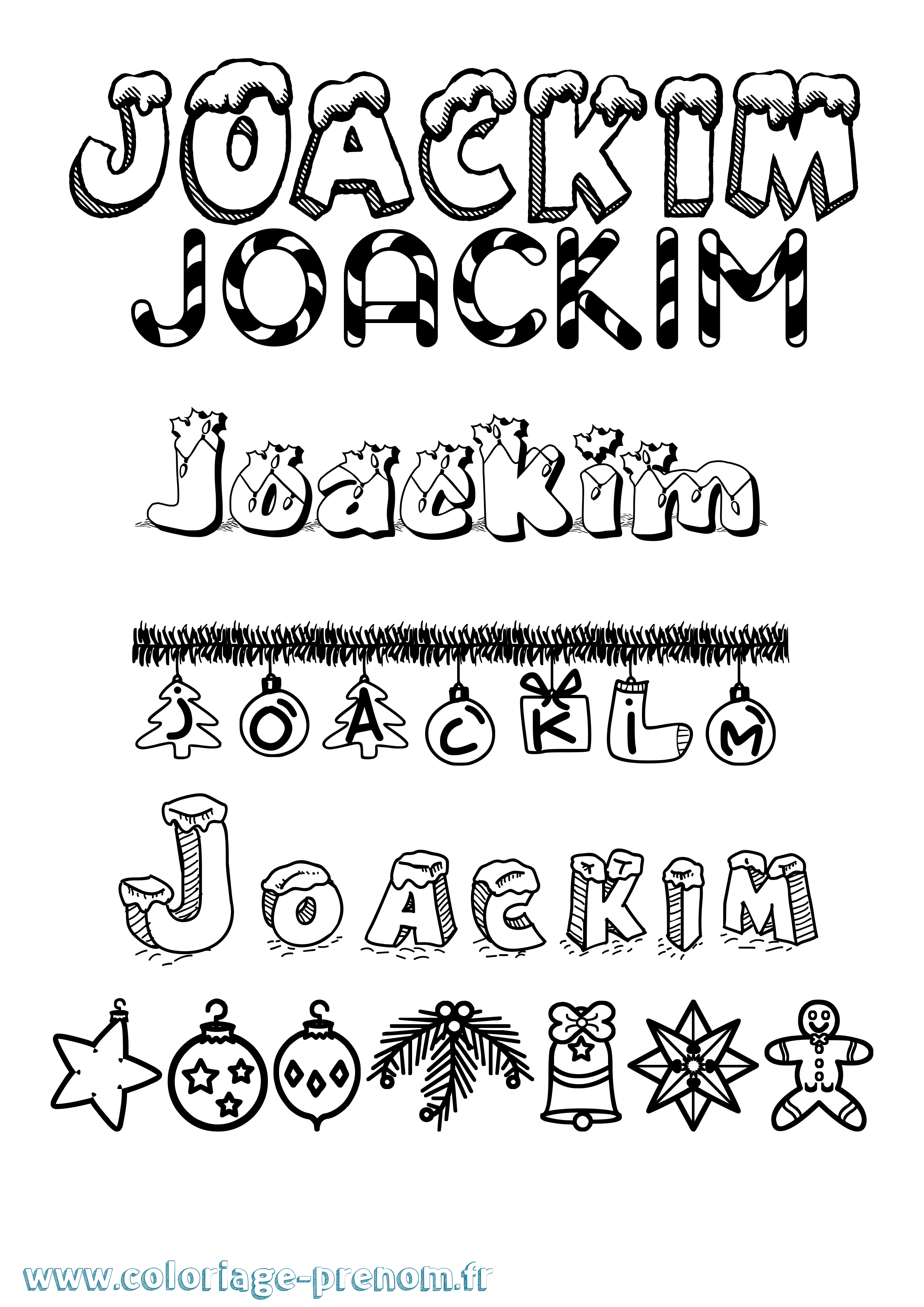 Coloriage Joackim Noël Coloriage prénom Joackim Noël