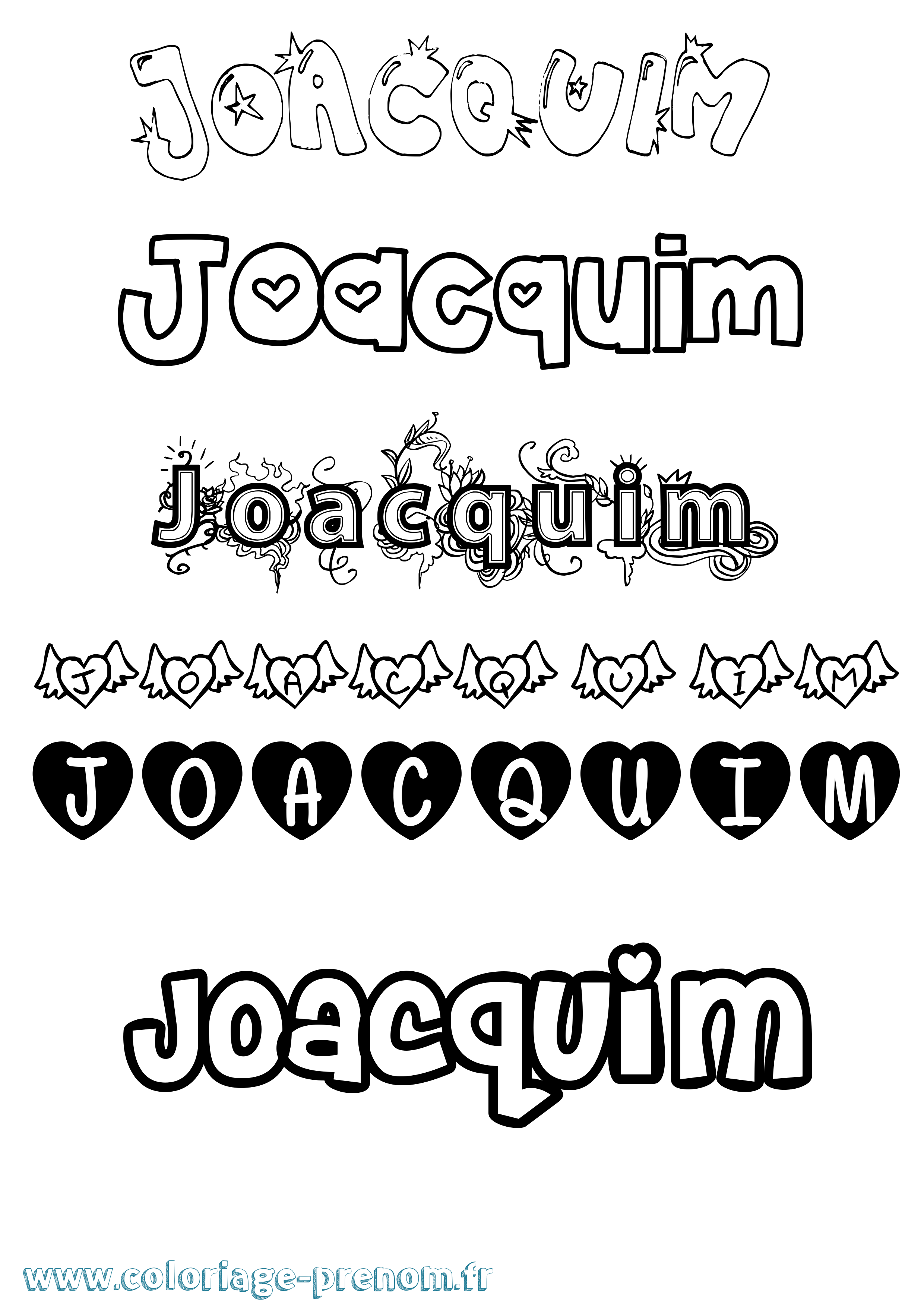 Coloriage prénom Joacquim Girly