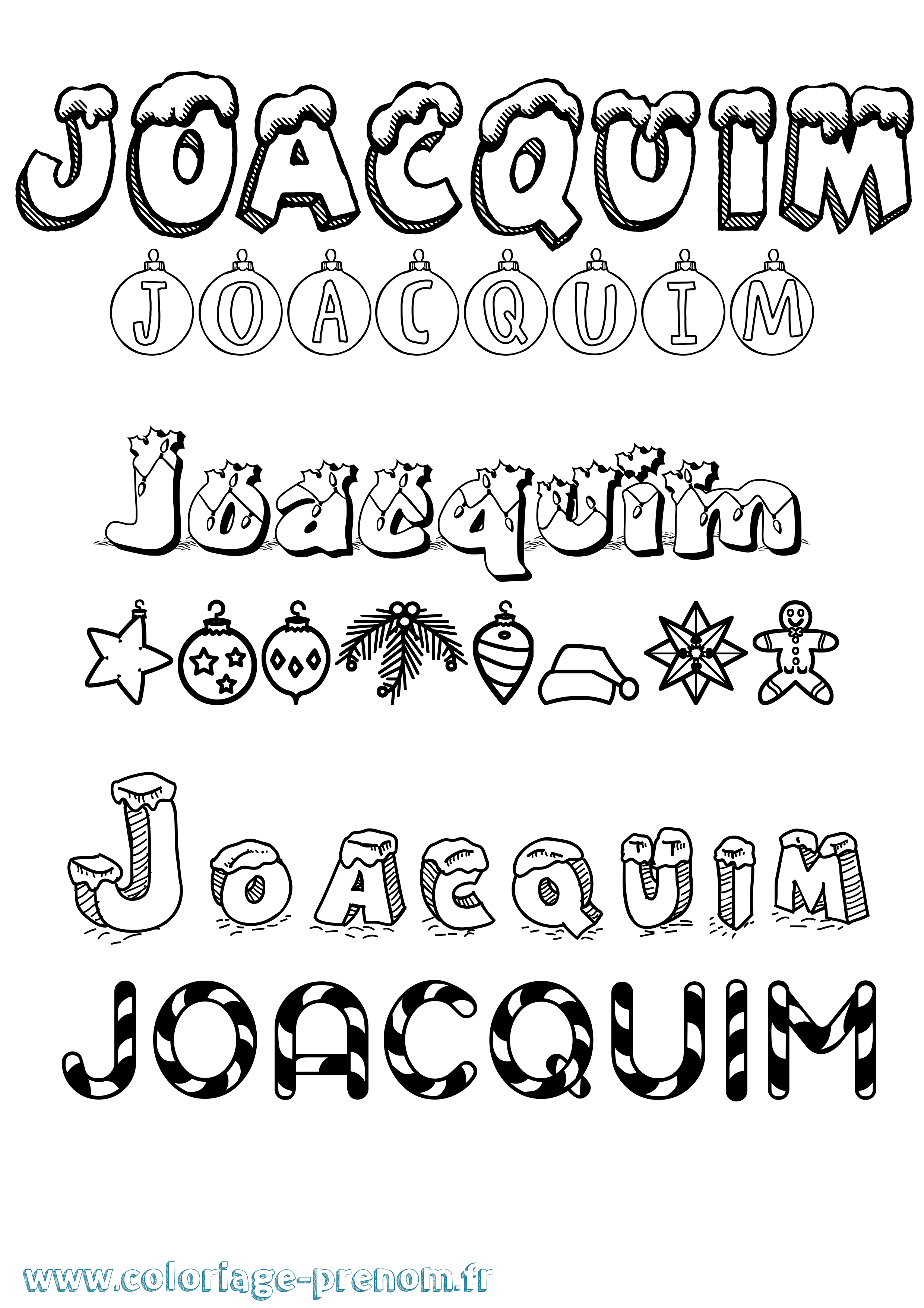 Coloriage prénom Joacquim Noël