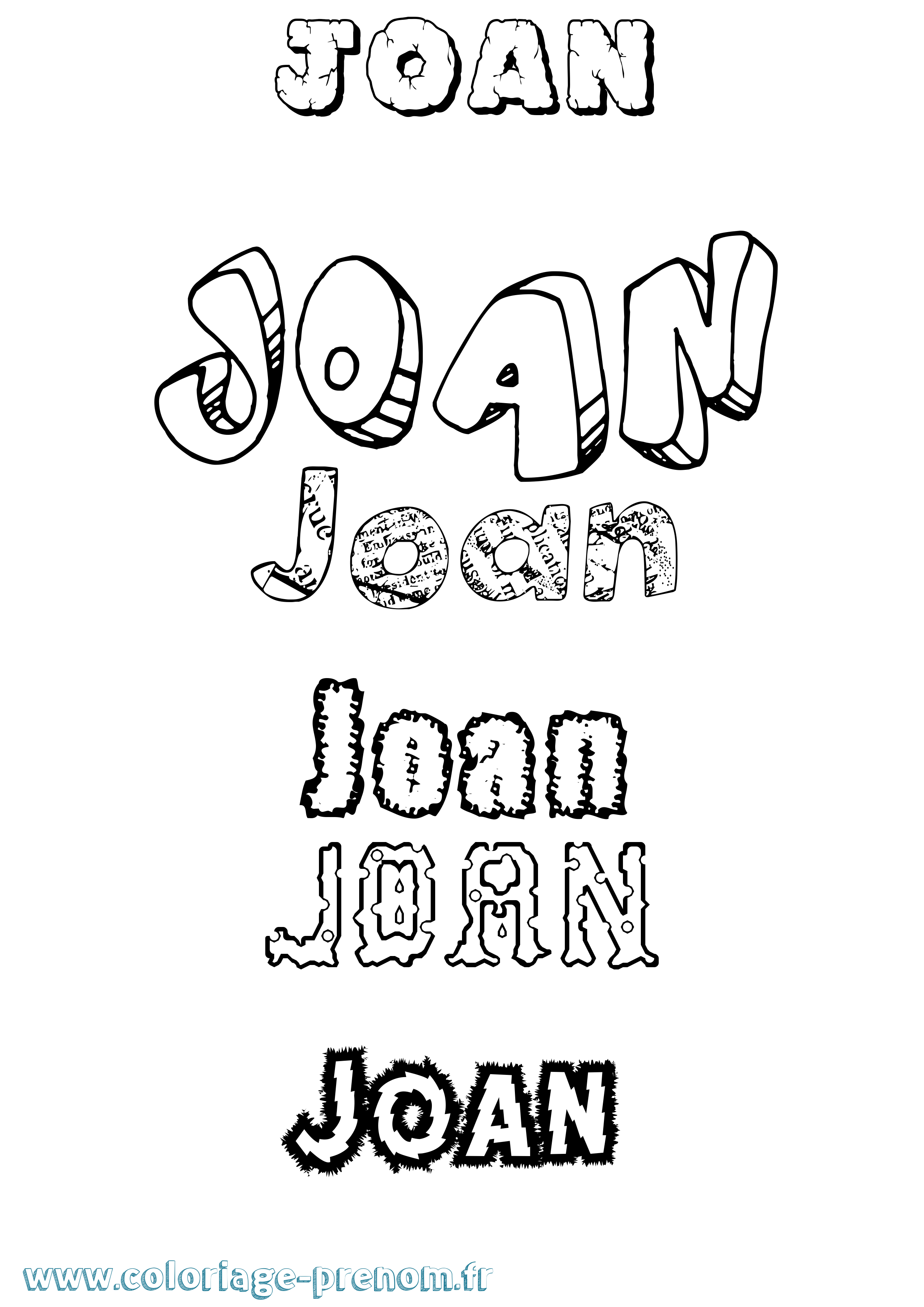 Coloriage prénom Joan Destructuré