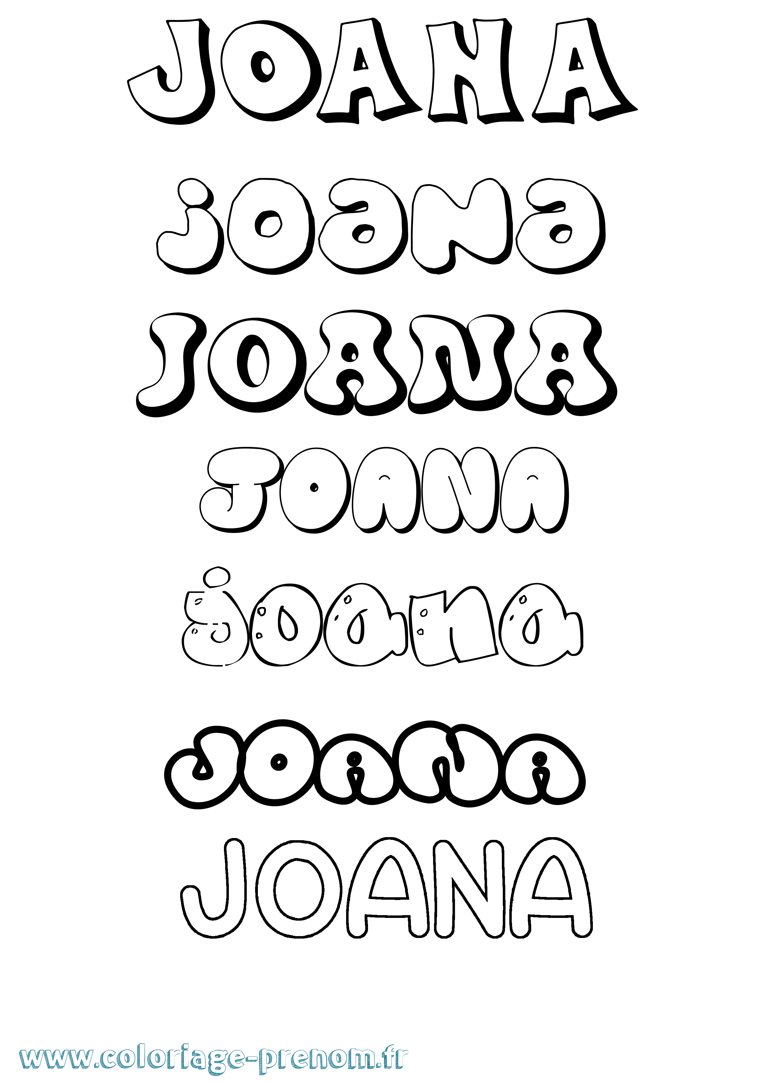 Coloriage prénom Joana Bubble