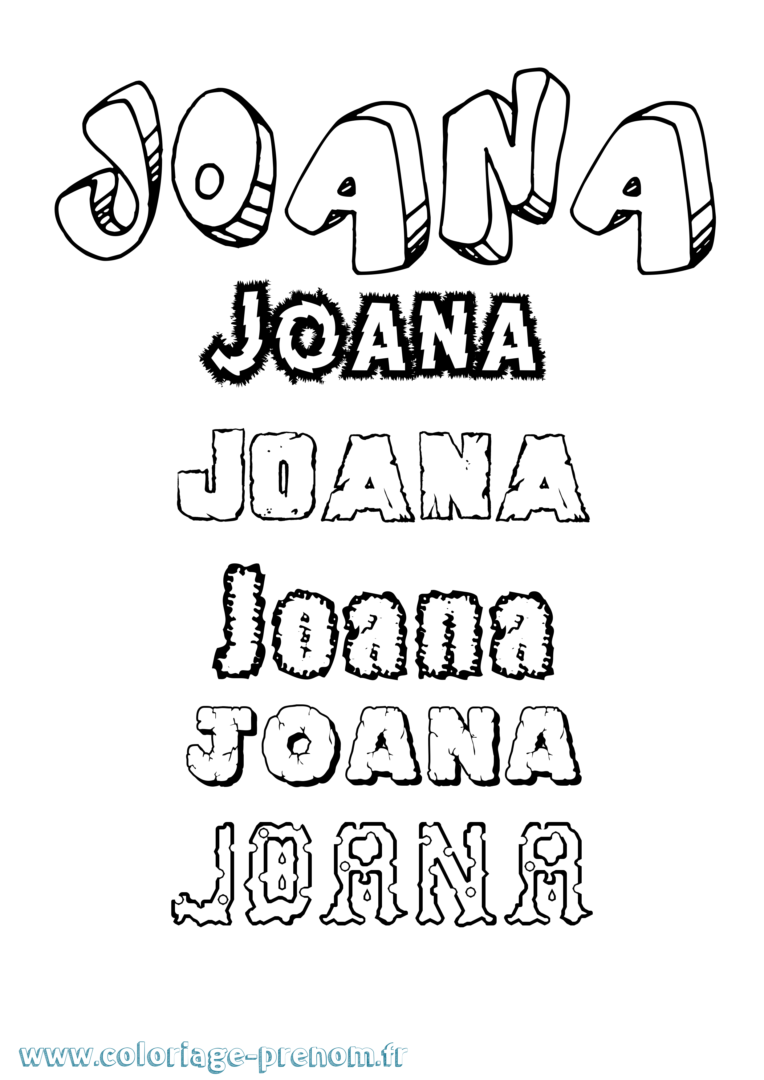 Coloriage prénom Joana Destructuré